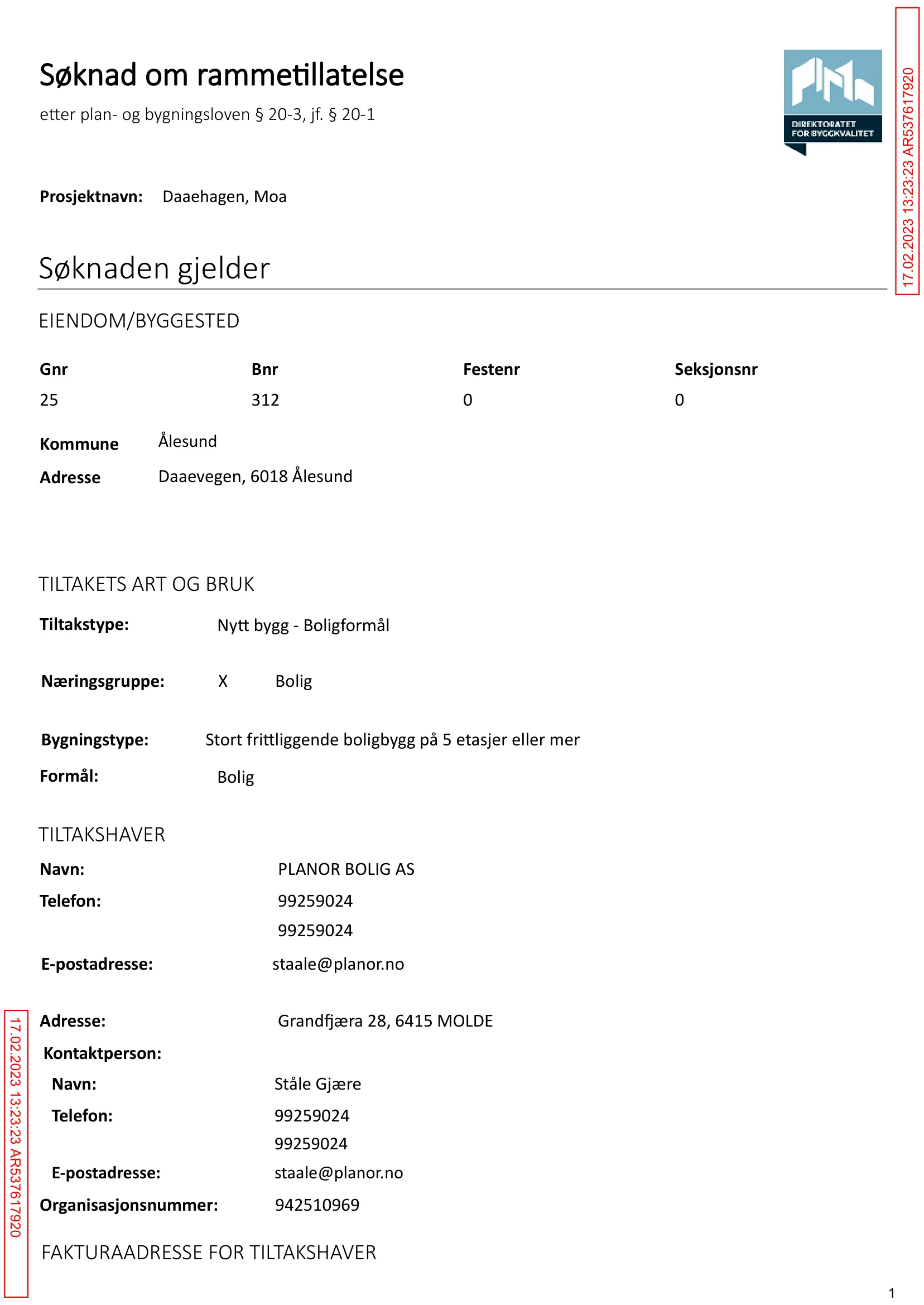 Søknad om rammetillatelse