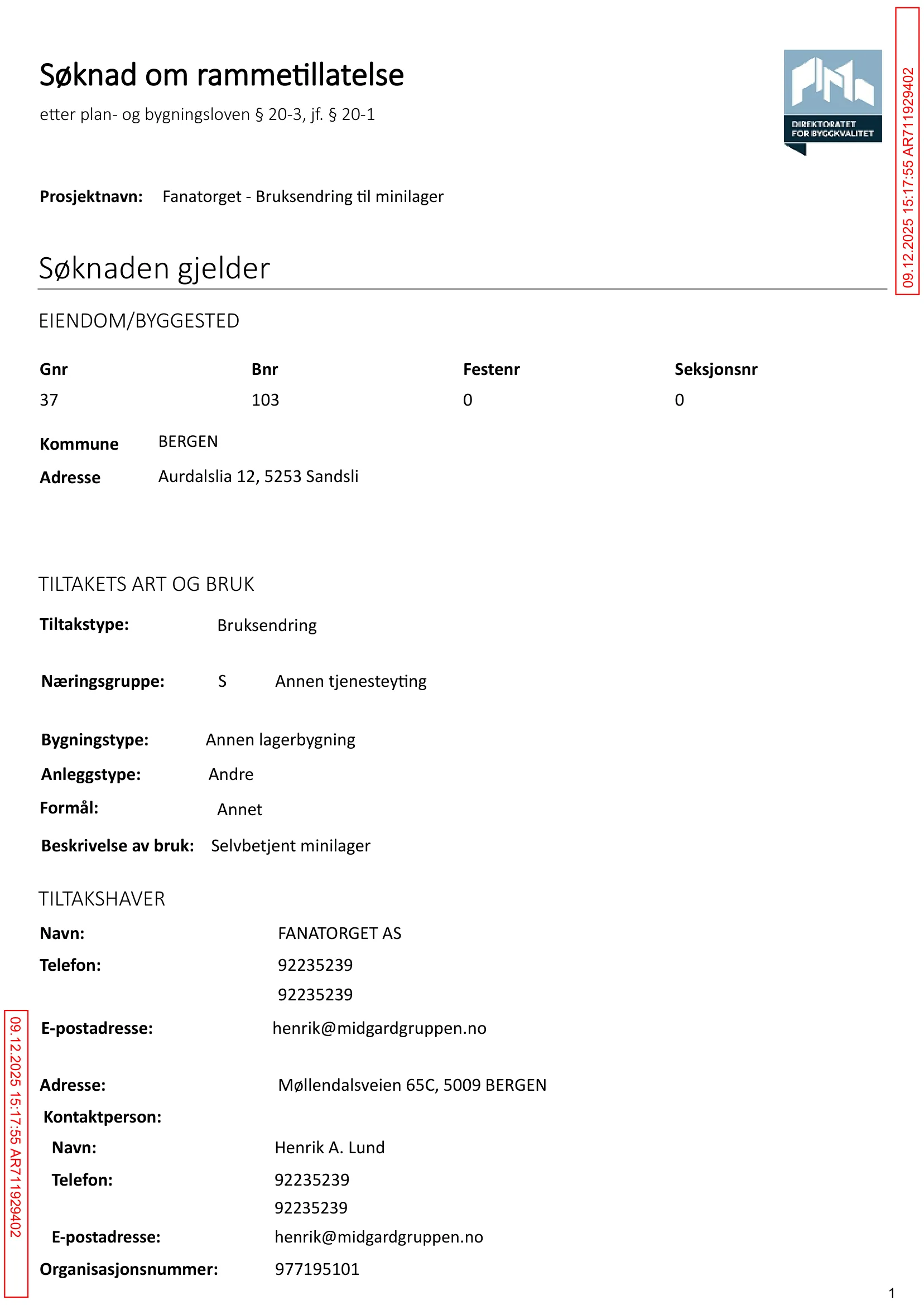Søknad om rammetillatelse