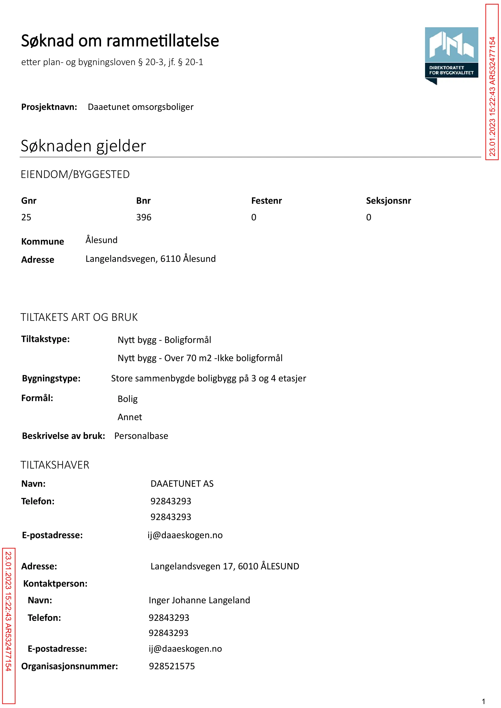 Søknad om rammetillatelse