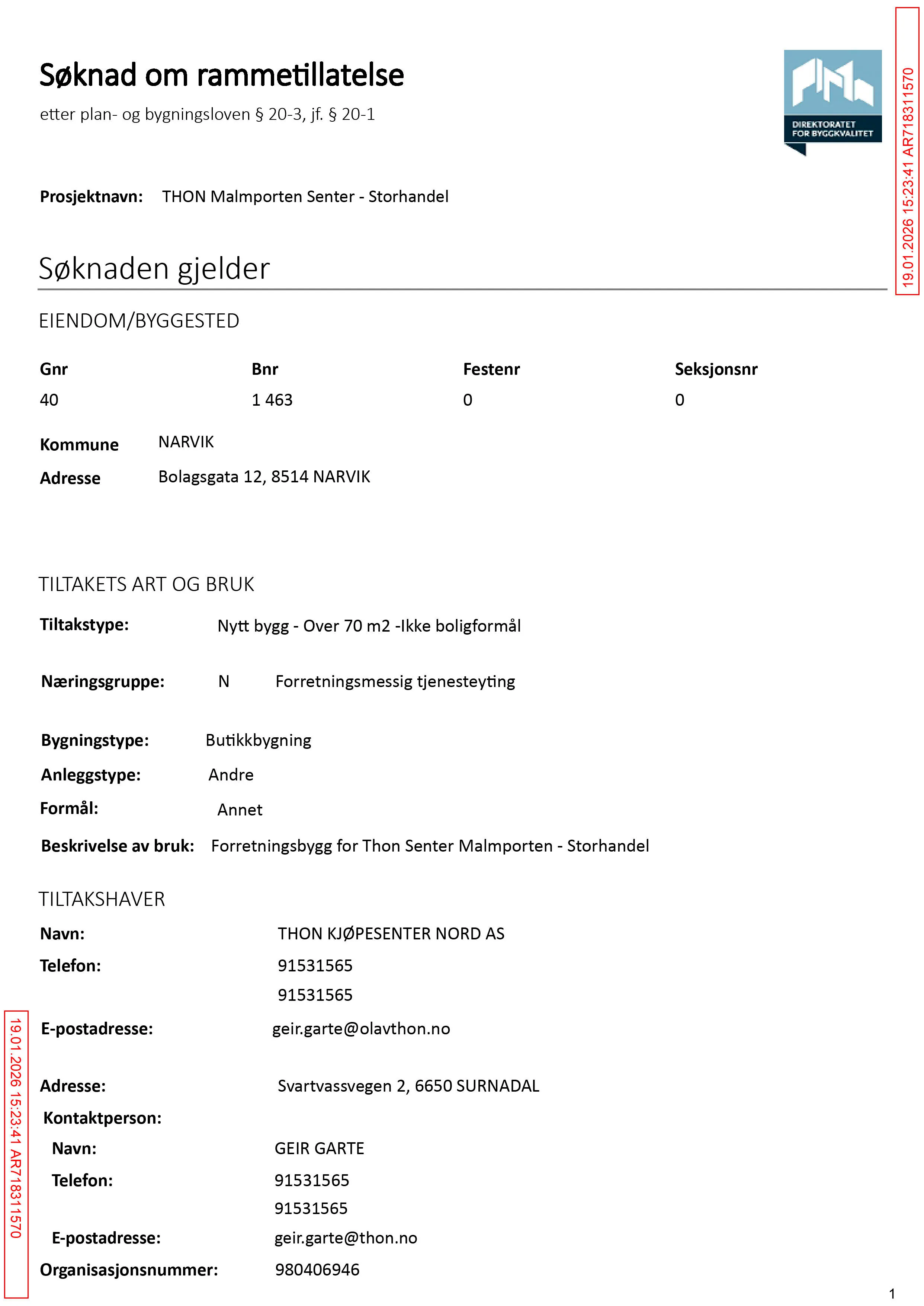 Søknad om rammetillatelse