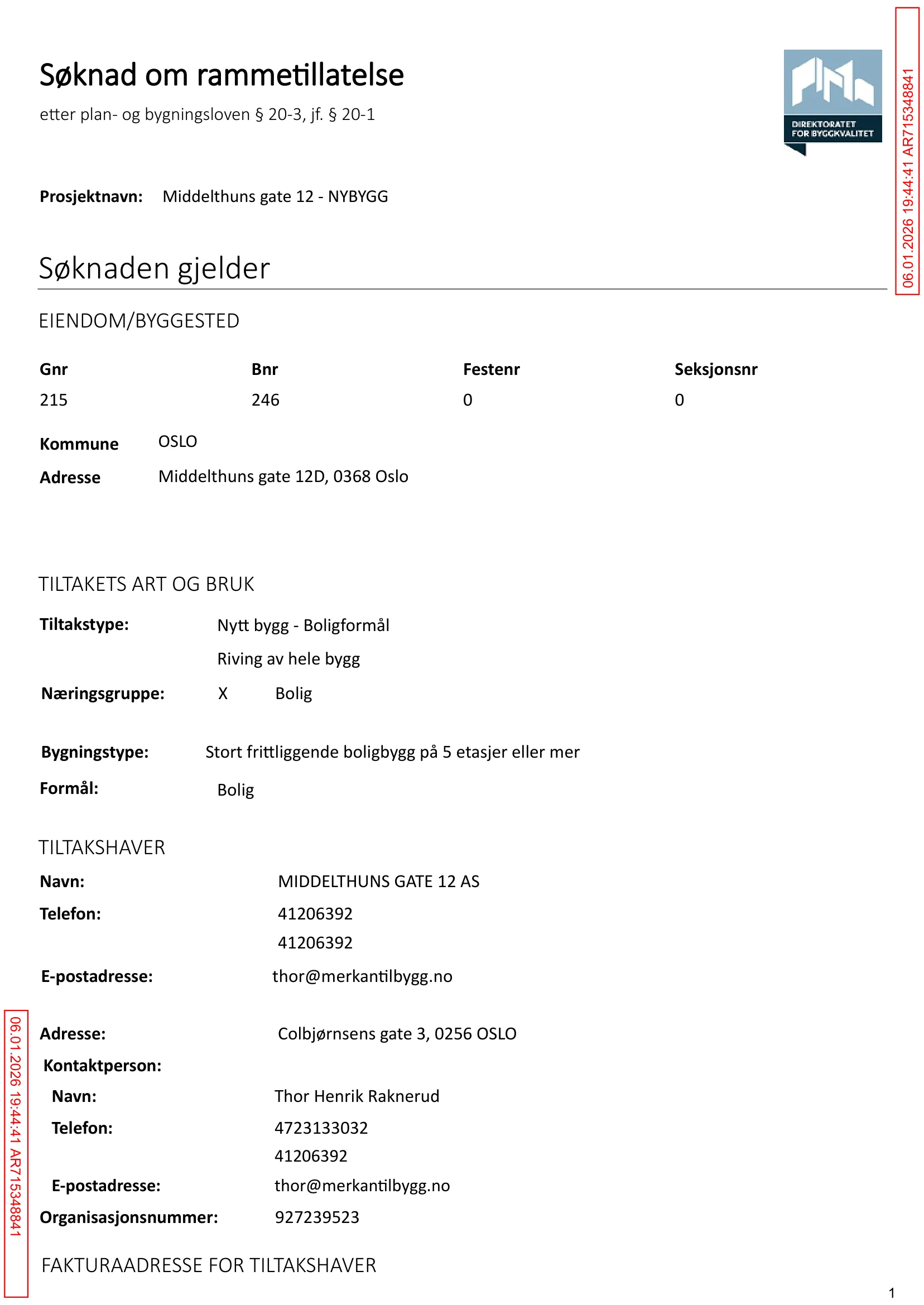 Søknad om rammetillatelse
