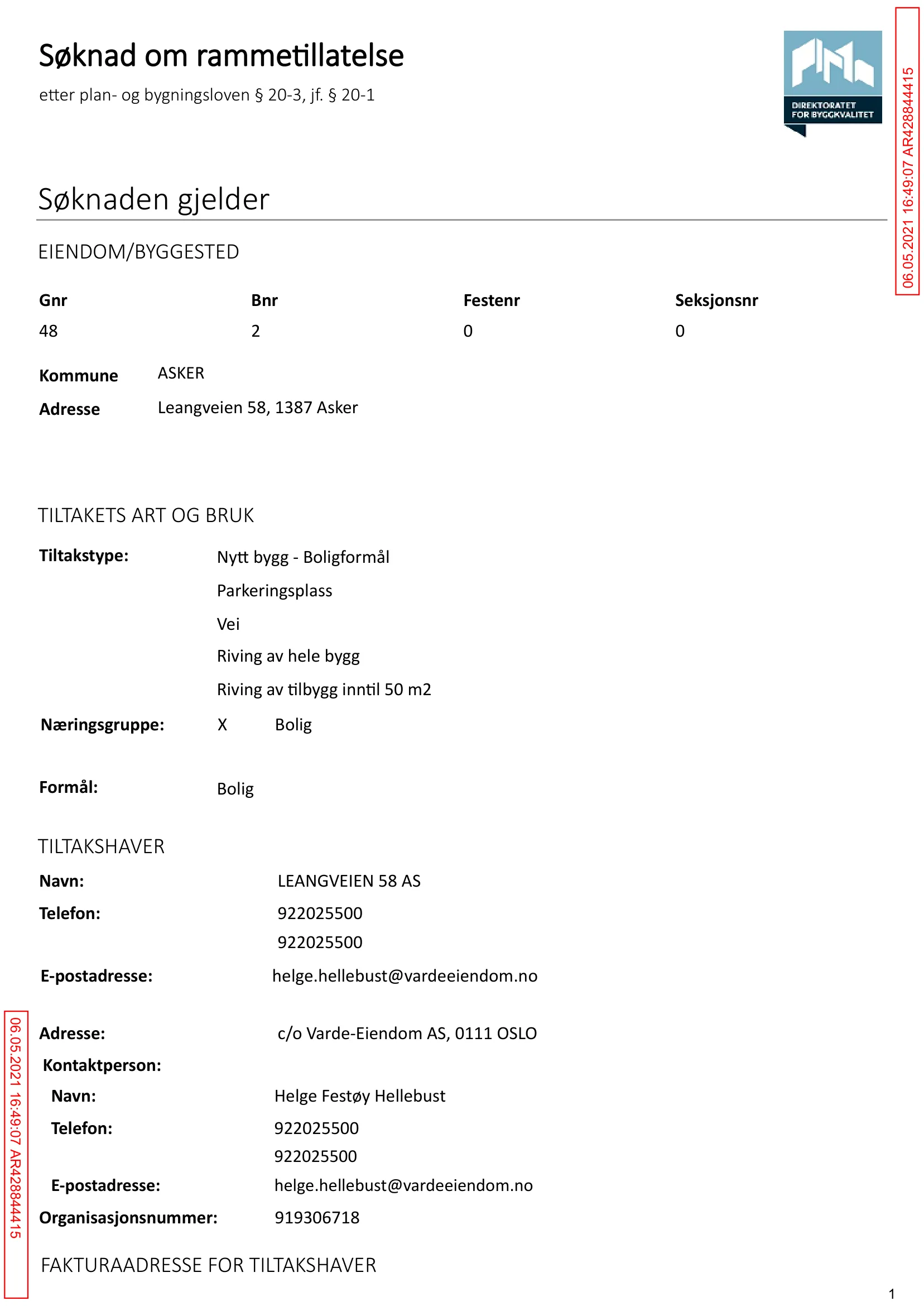 Søknad om rammetillatelse