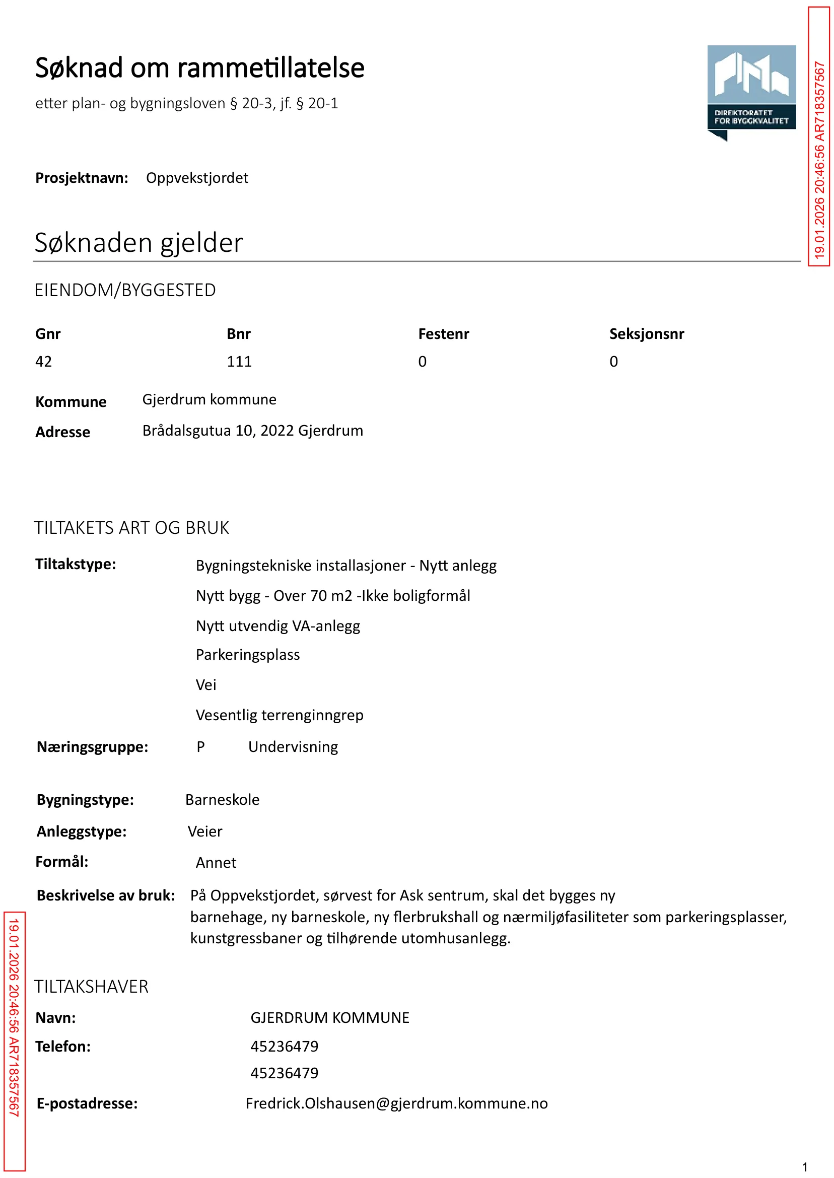 Søknad om rammetillatelse