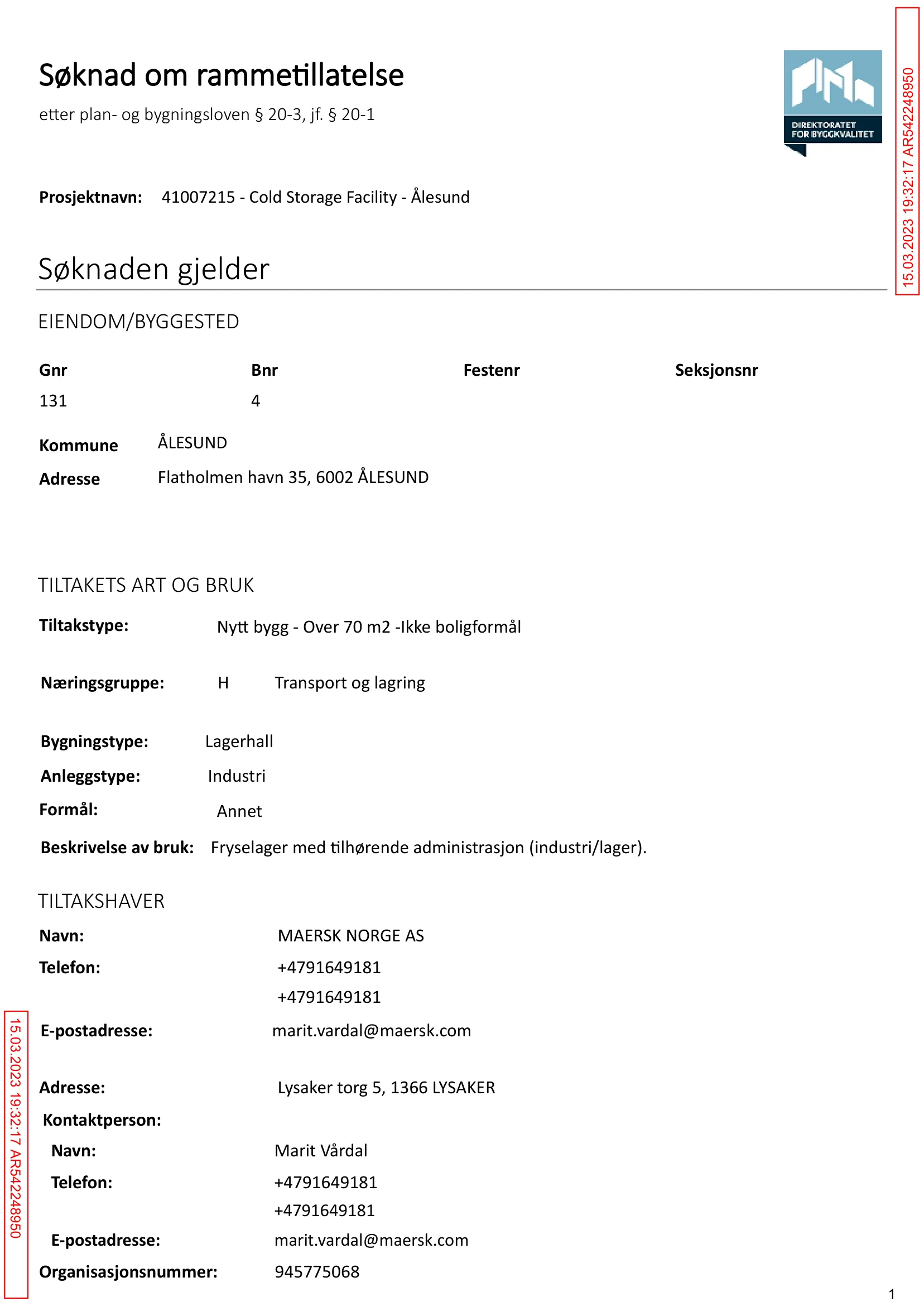 Søknad om rammetillatelse