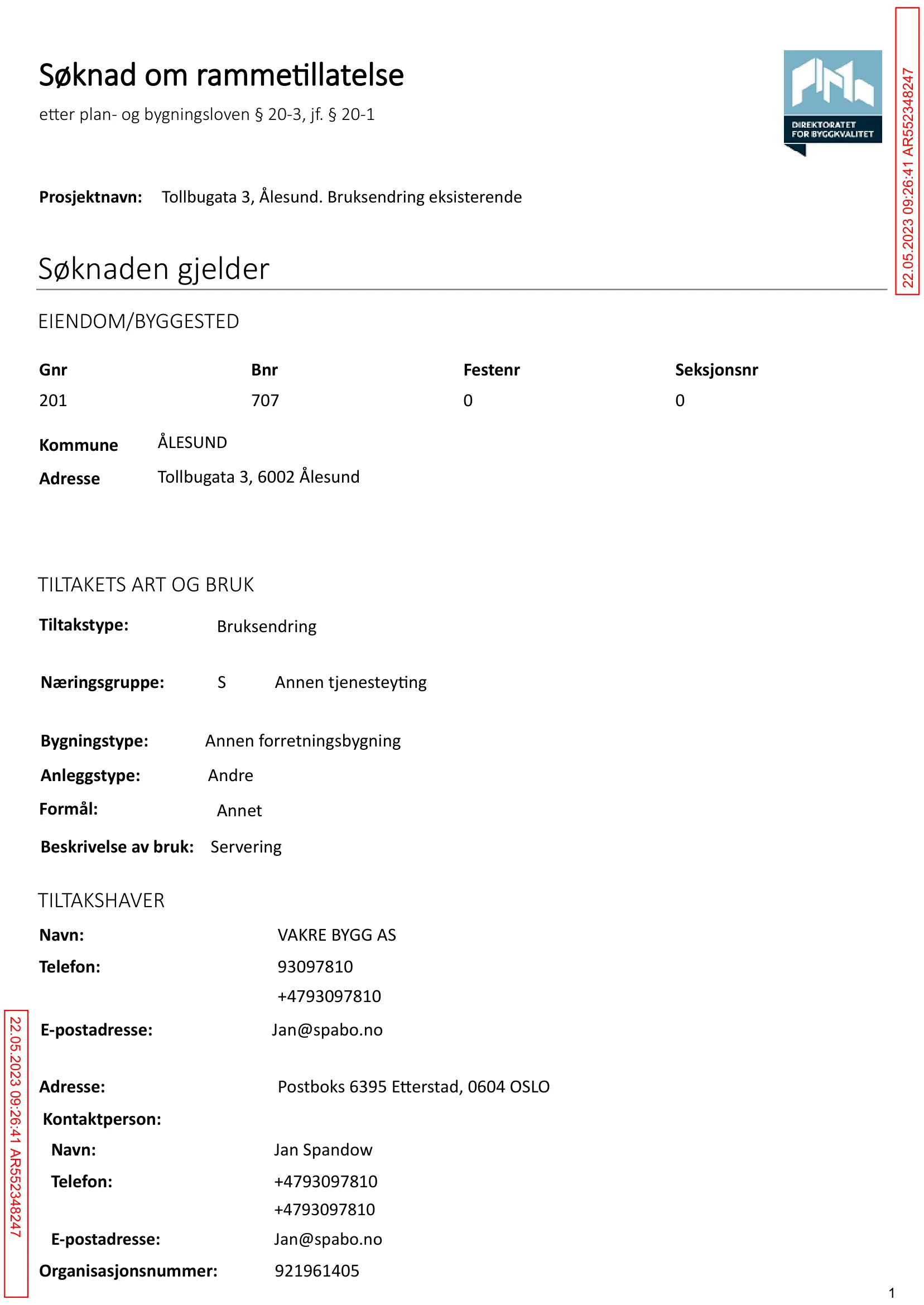 Søknad om rammetillatelse