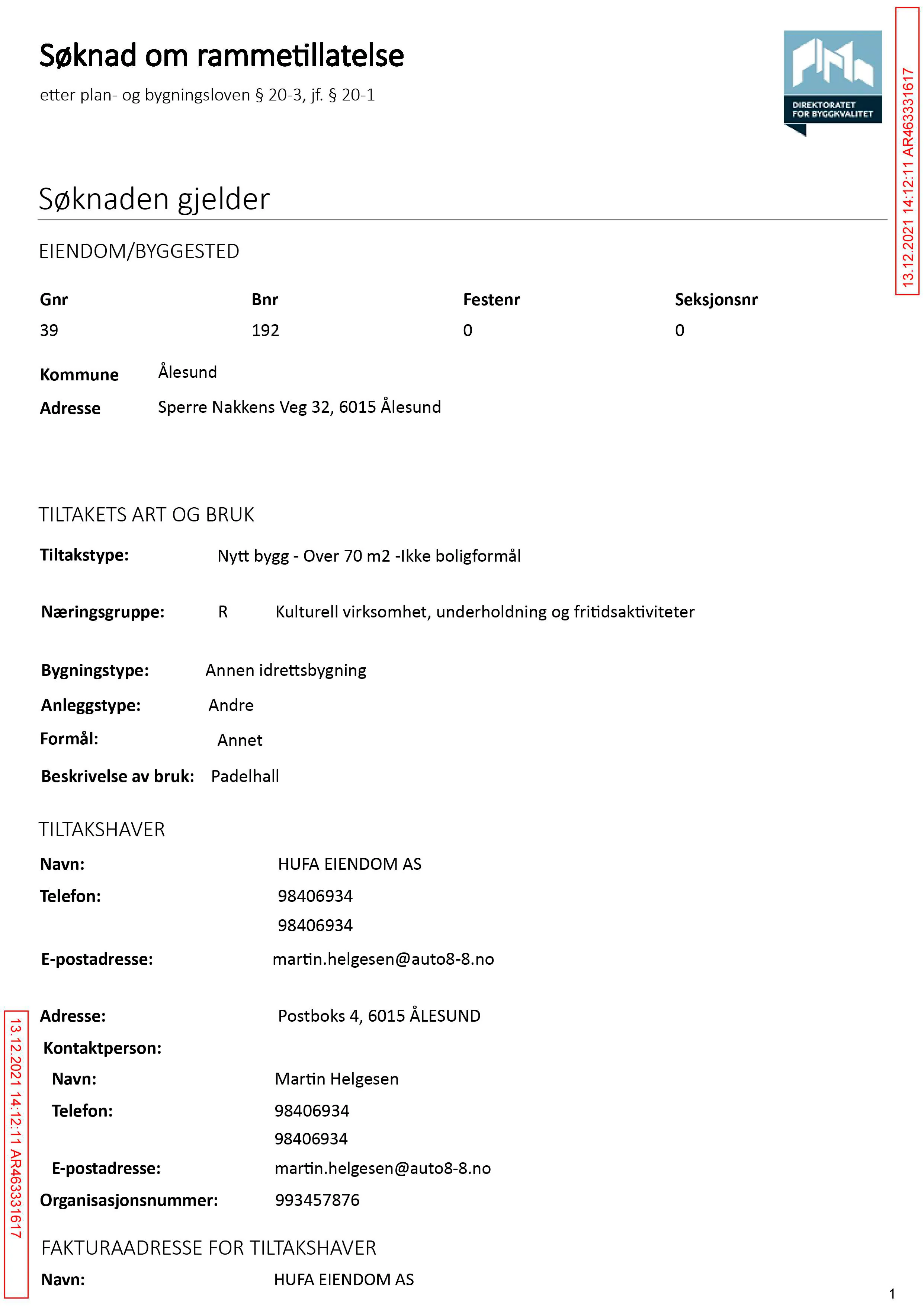 Søknad om rammetillatelse