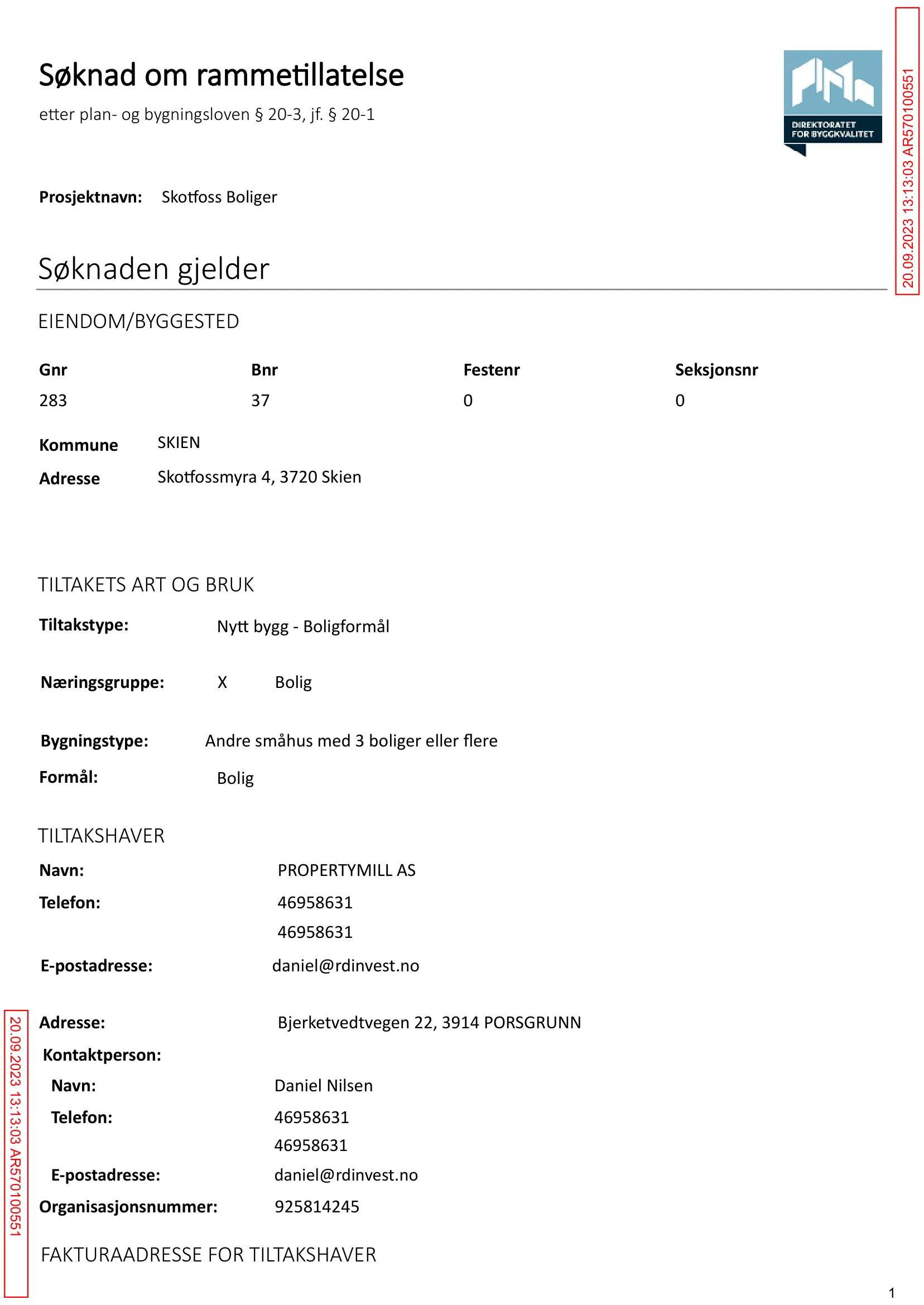 Søknad om rammetillatelse