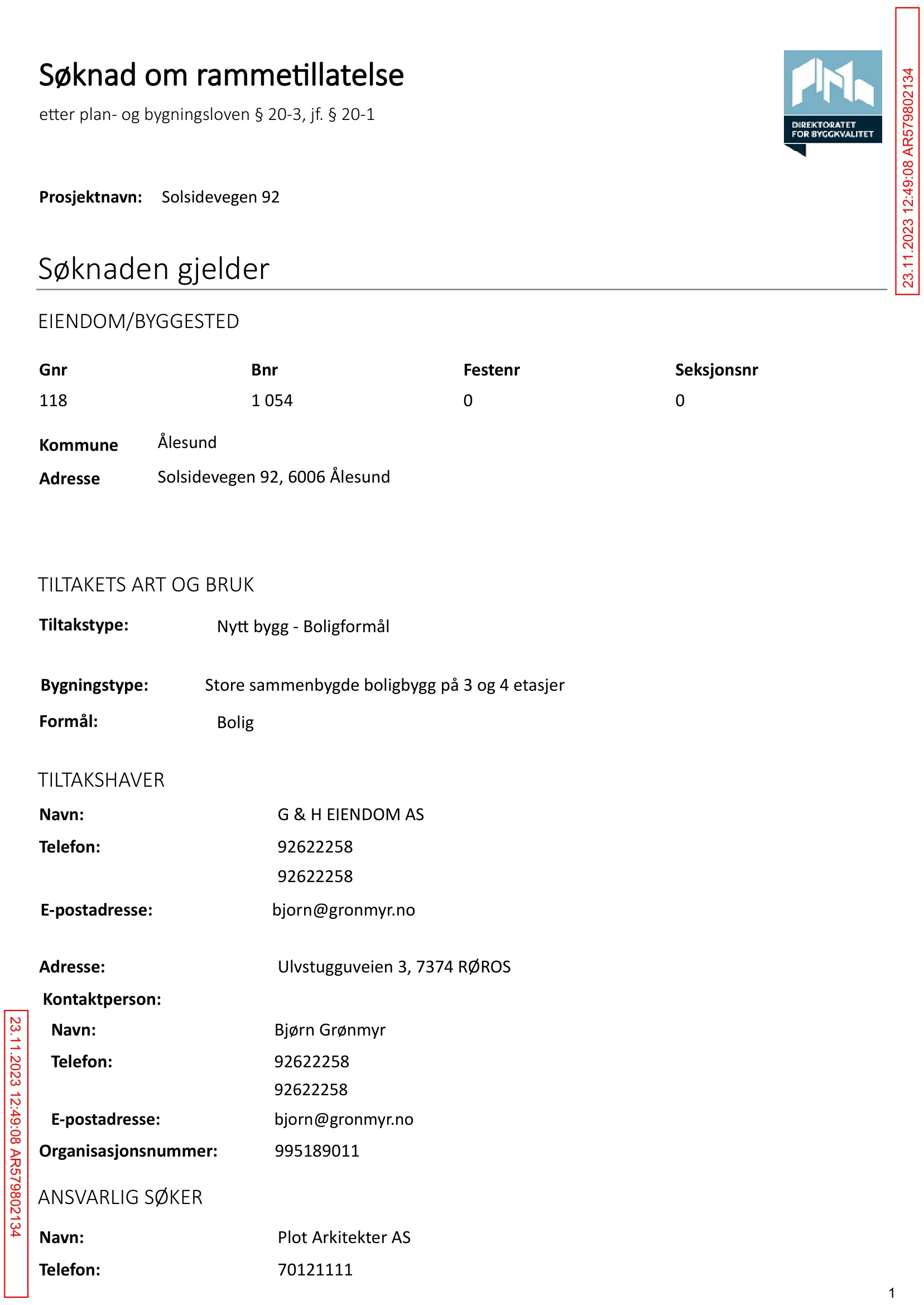 Søknad om rammetillatelse