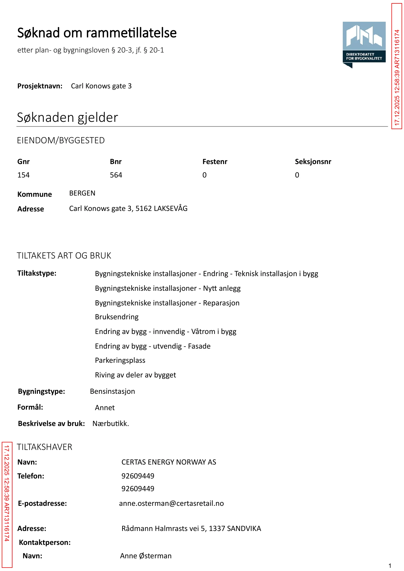 Søknad om rammetillatelse