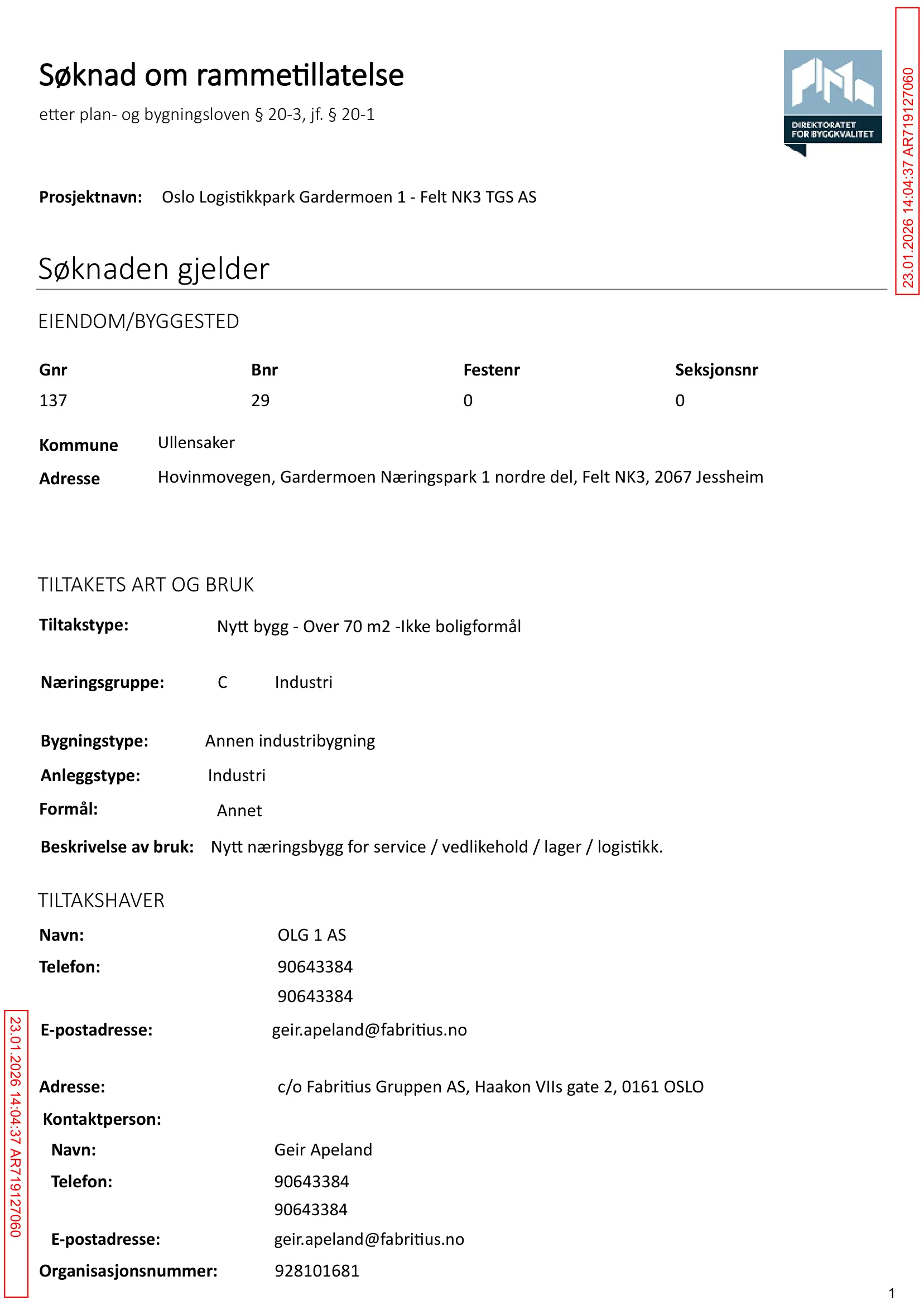 Søknad om rammetillatelse
