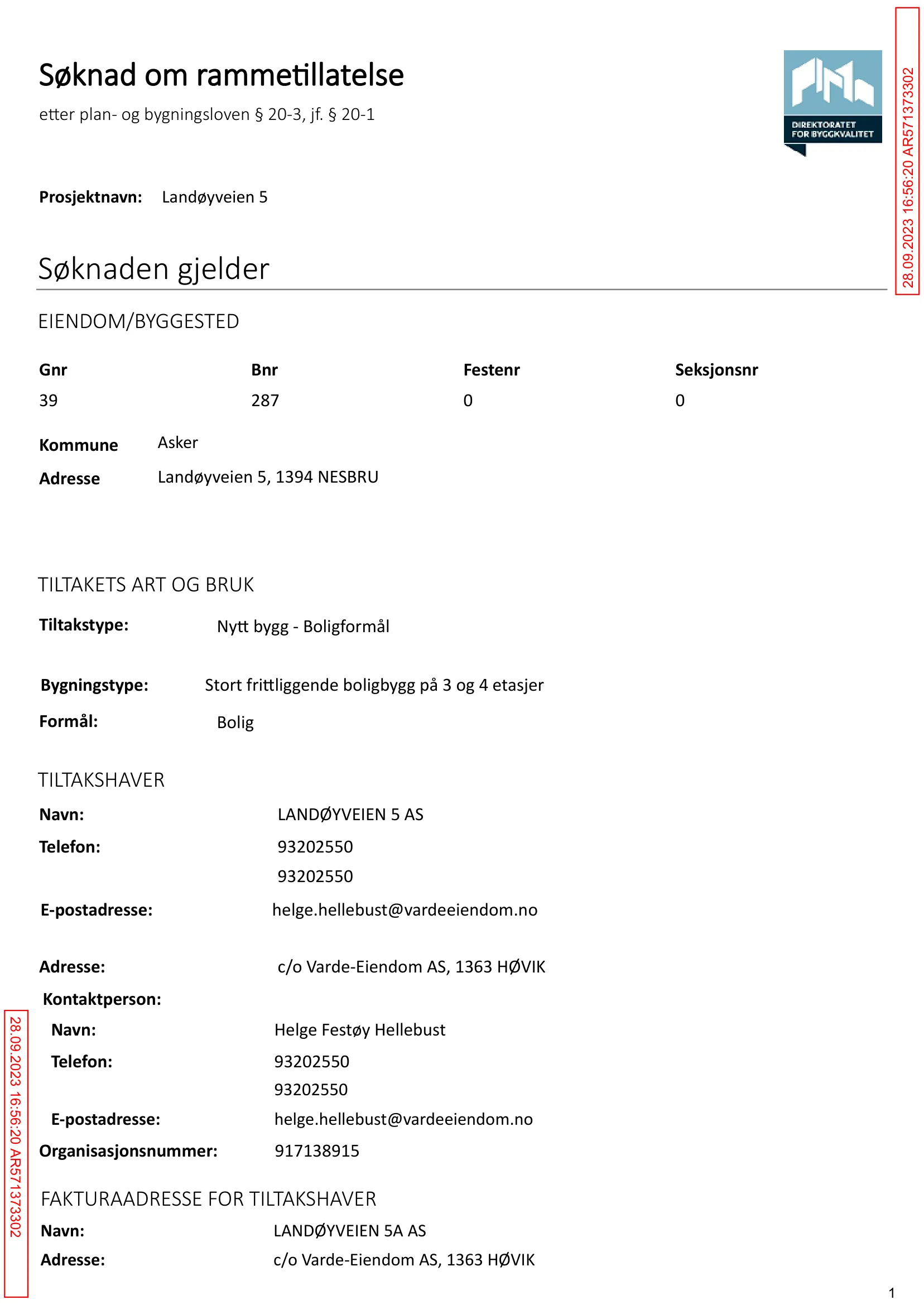 Søknad om rammetillatelse