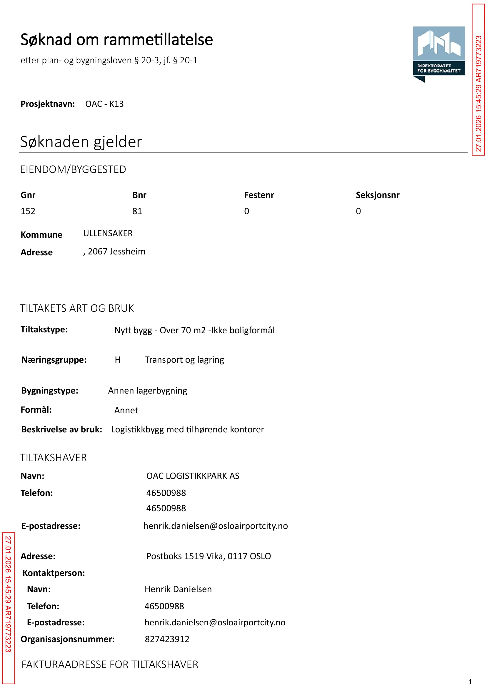 Søknad om rammetillatelse