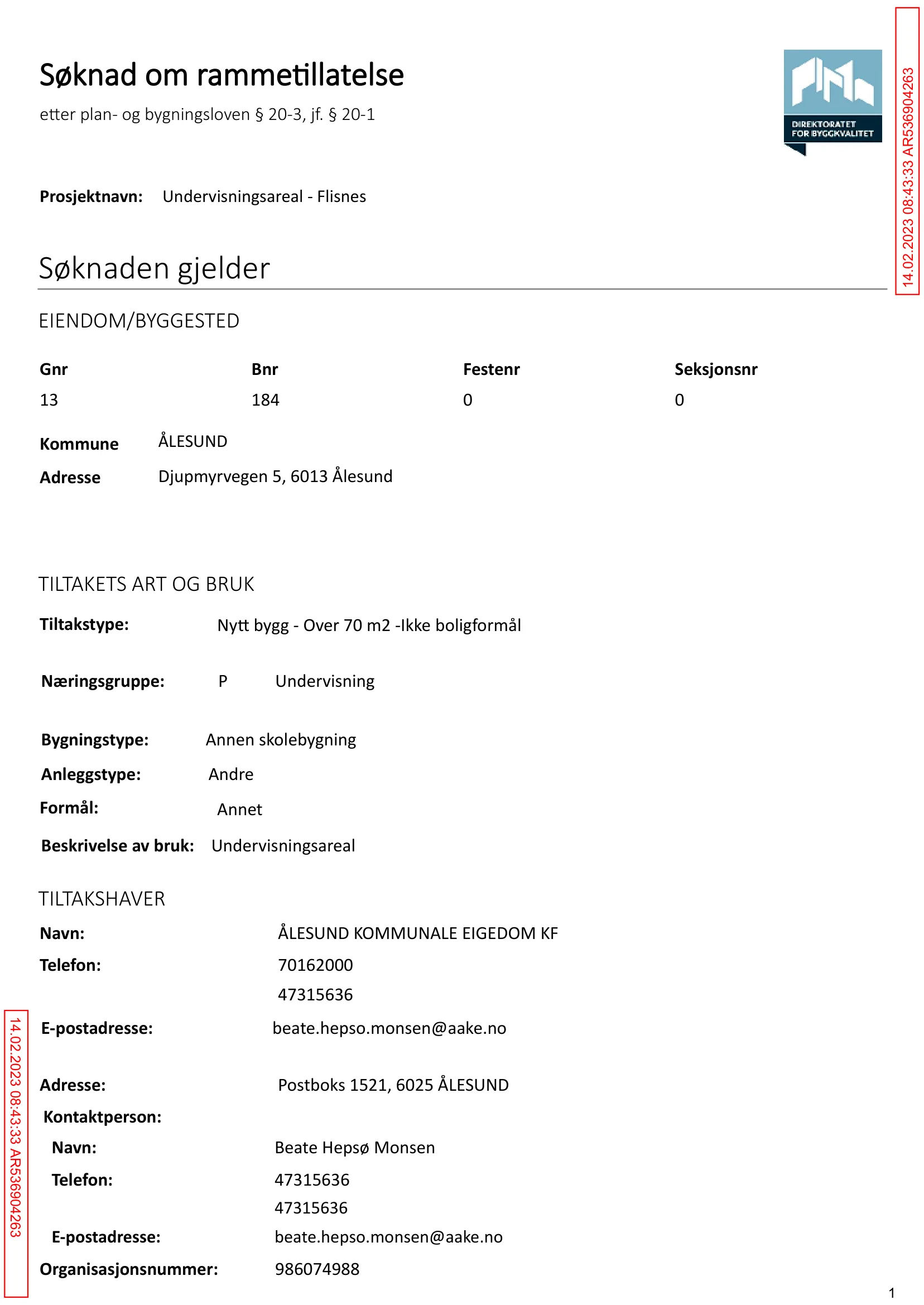 Søknad om rammetillatelse