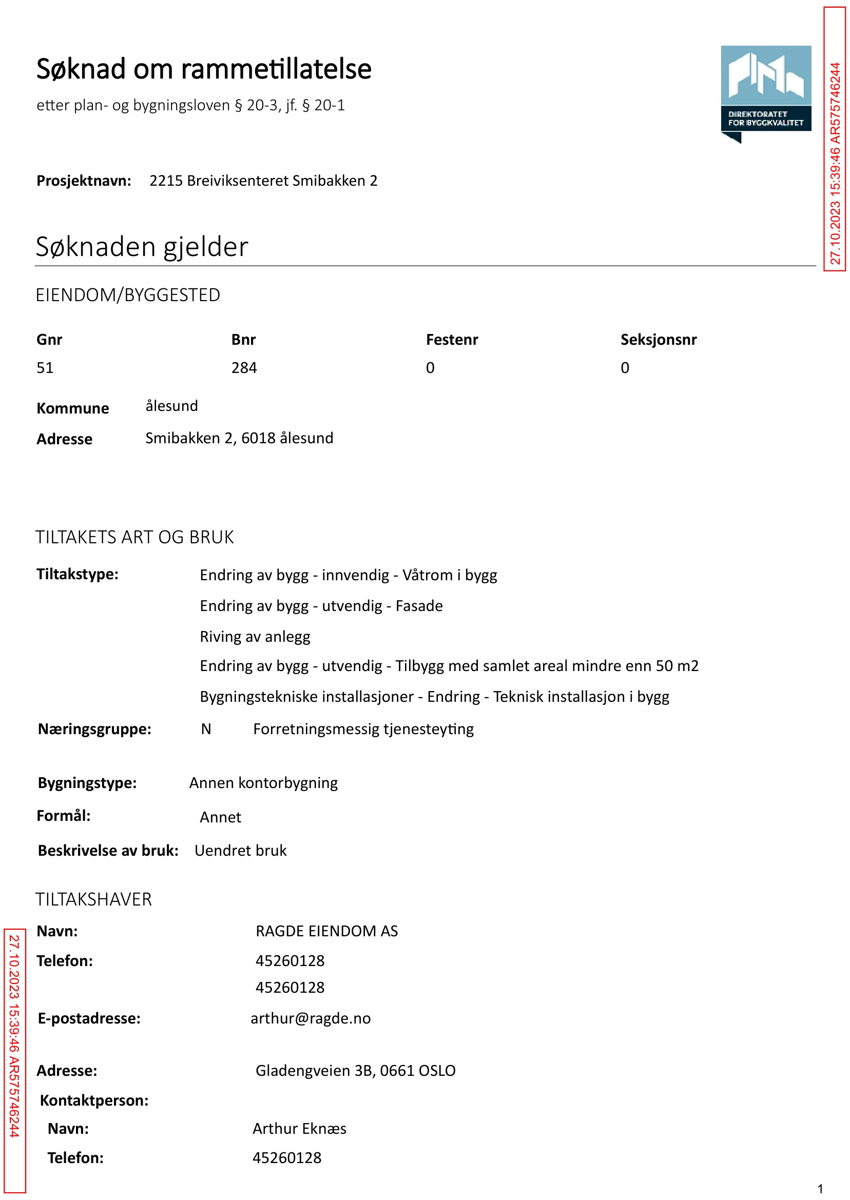 Søknad om rammetillatelse
