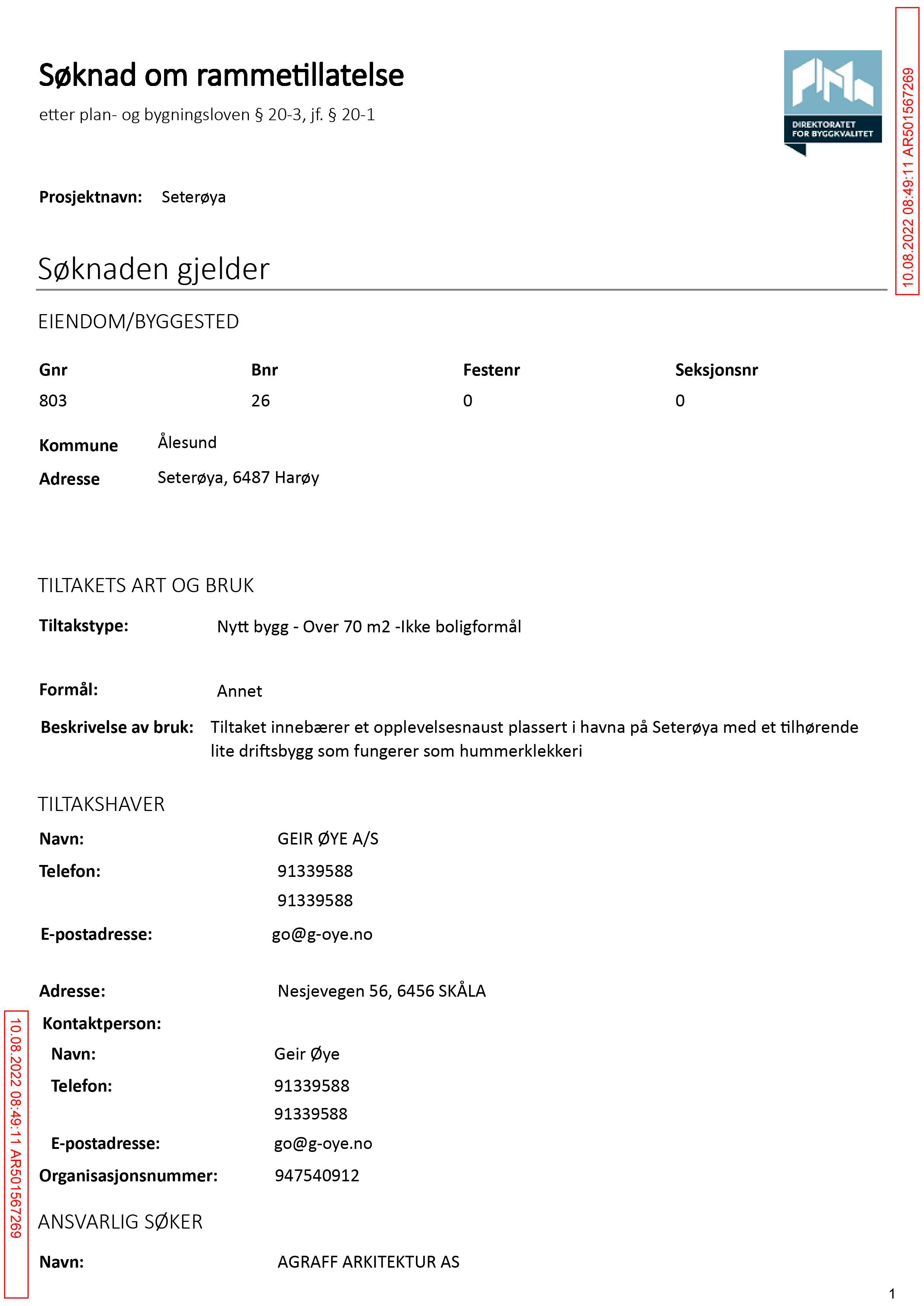 Søknad om rammetillatelse