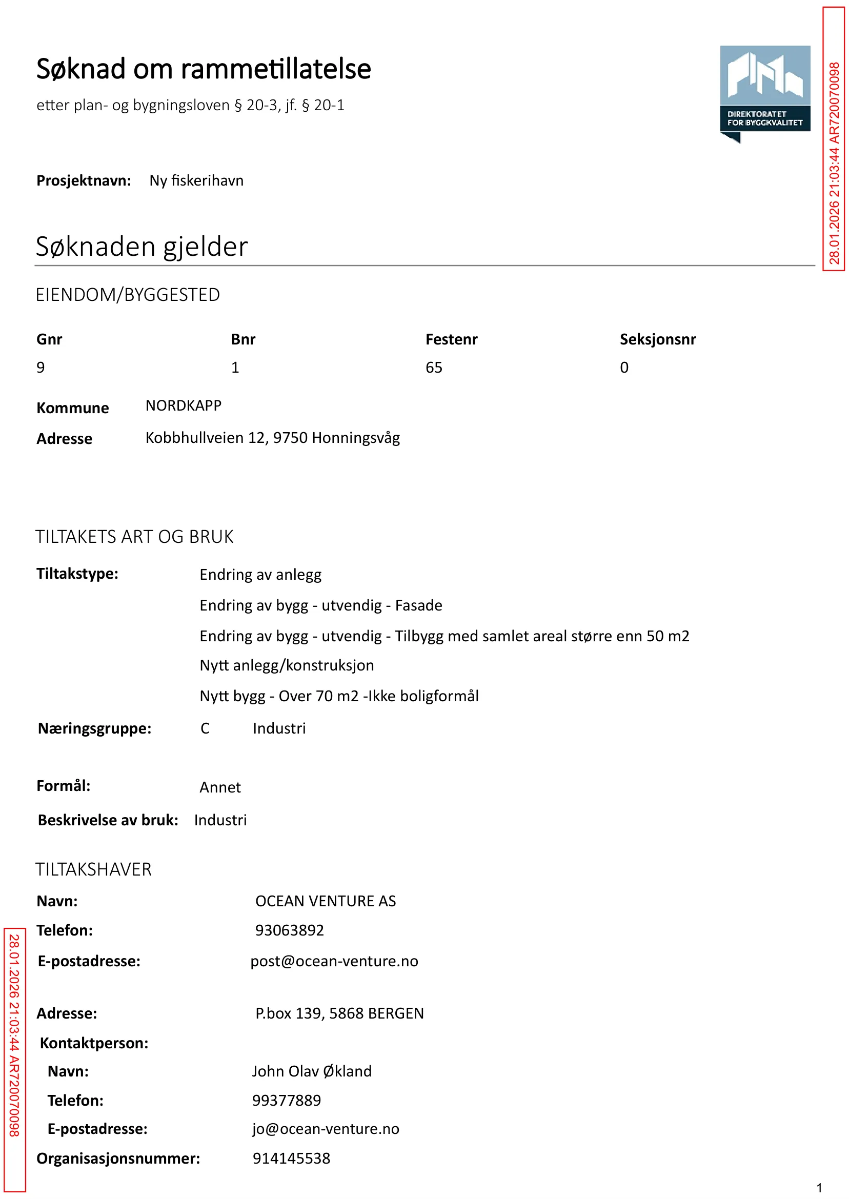 Søknad om rammetillatelse