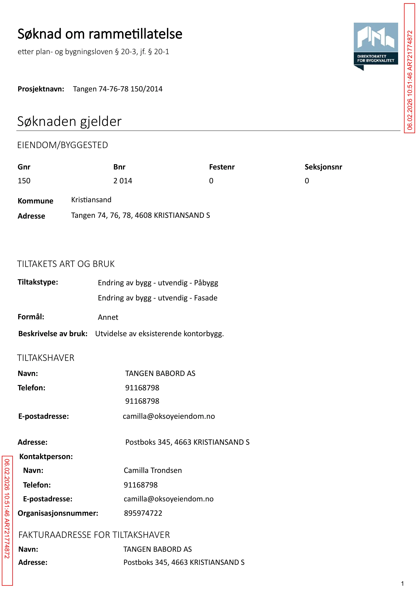 Søknad om rammetillatelse
