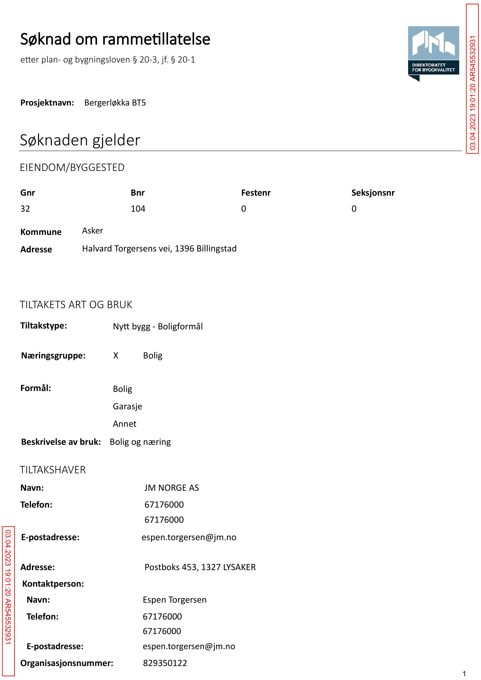 Søknad om rammetillatelse
