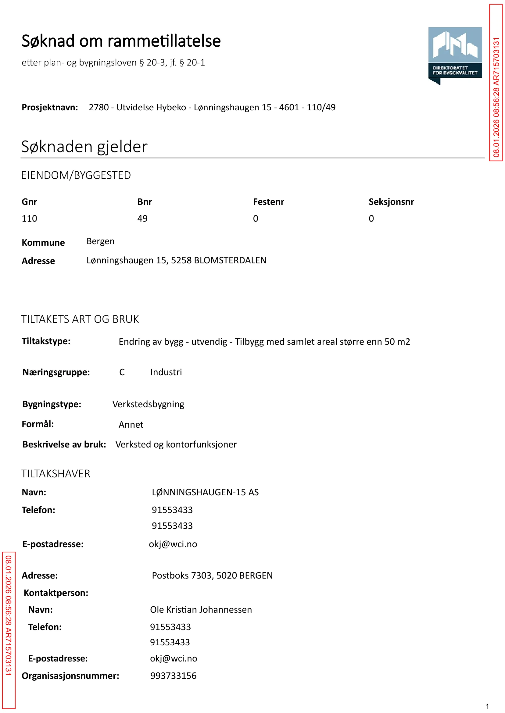 Søknad om rammetillatelse