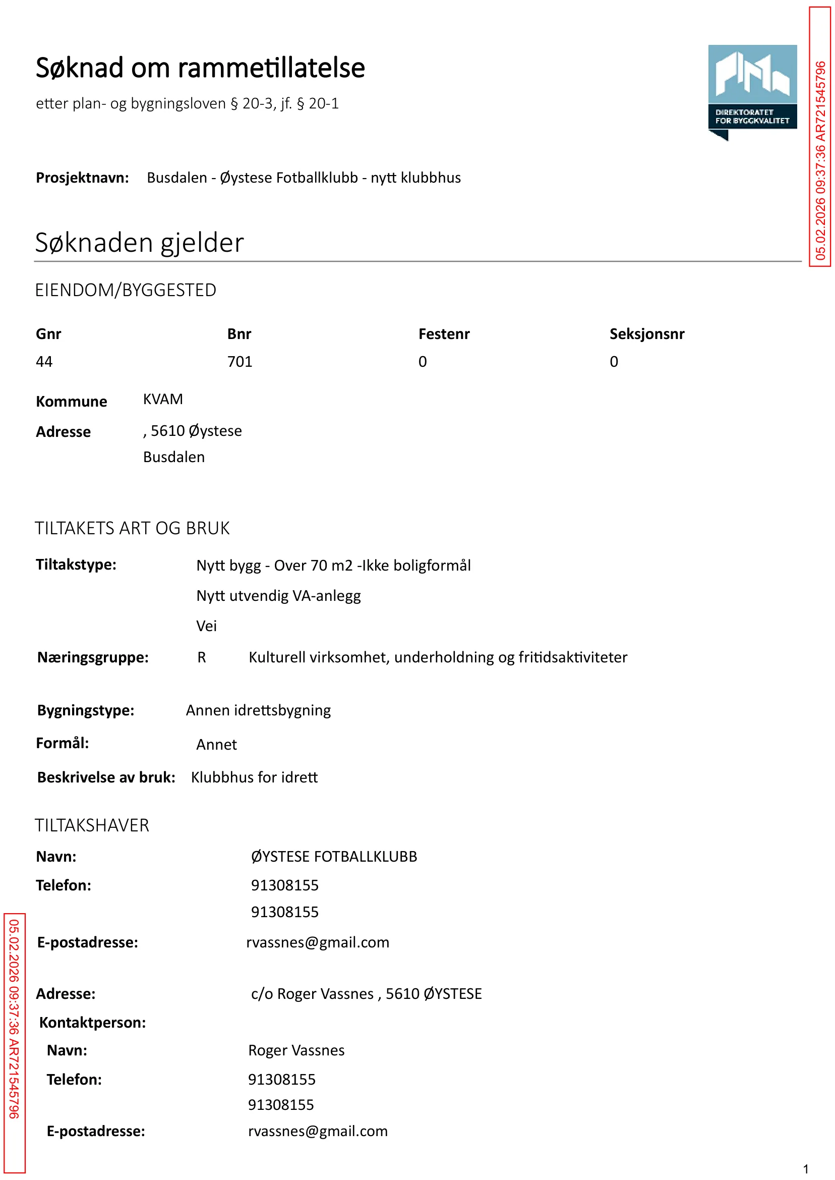 Søknad om rammetillatelse