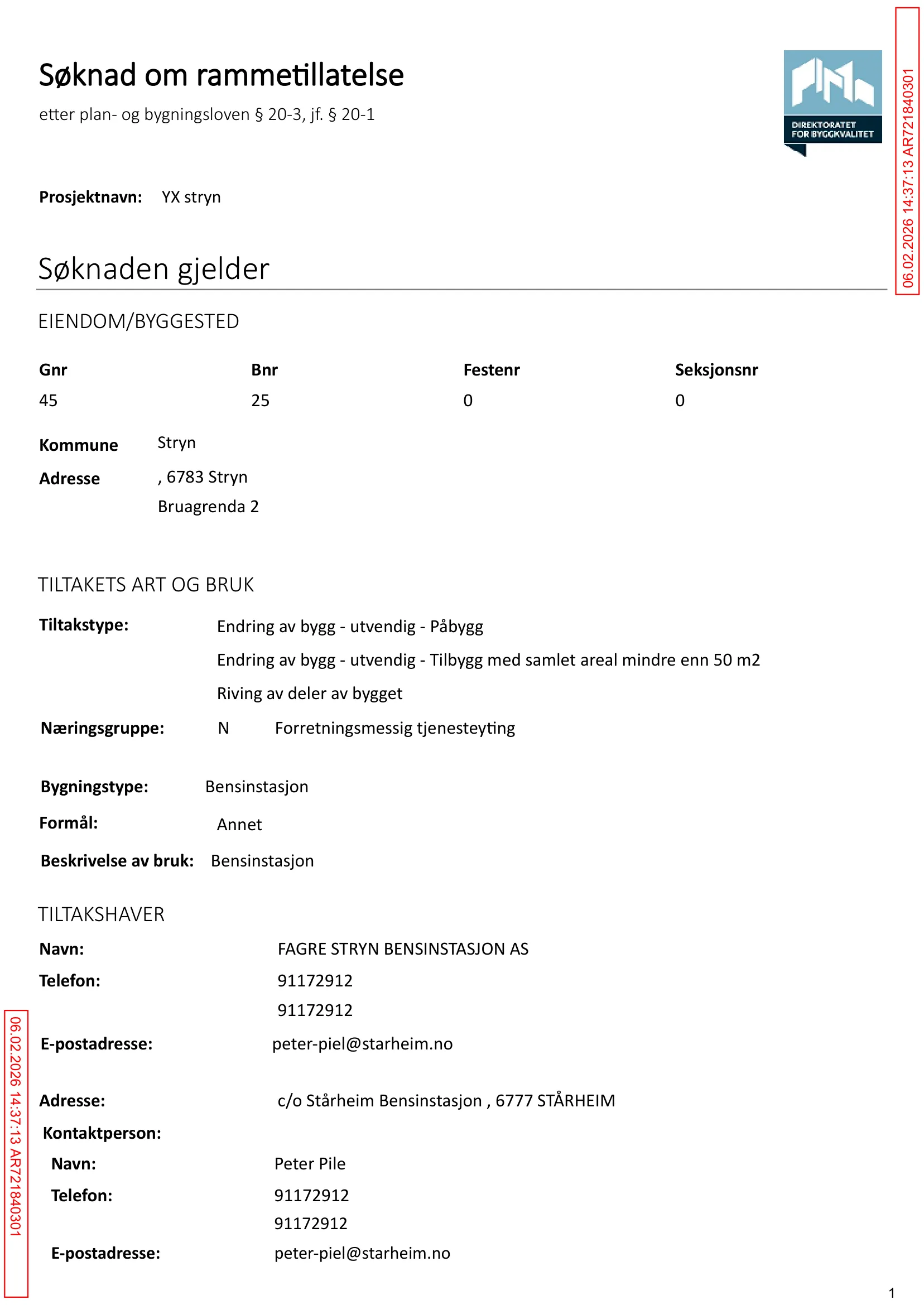 Søknad om rammetillatelse