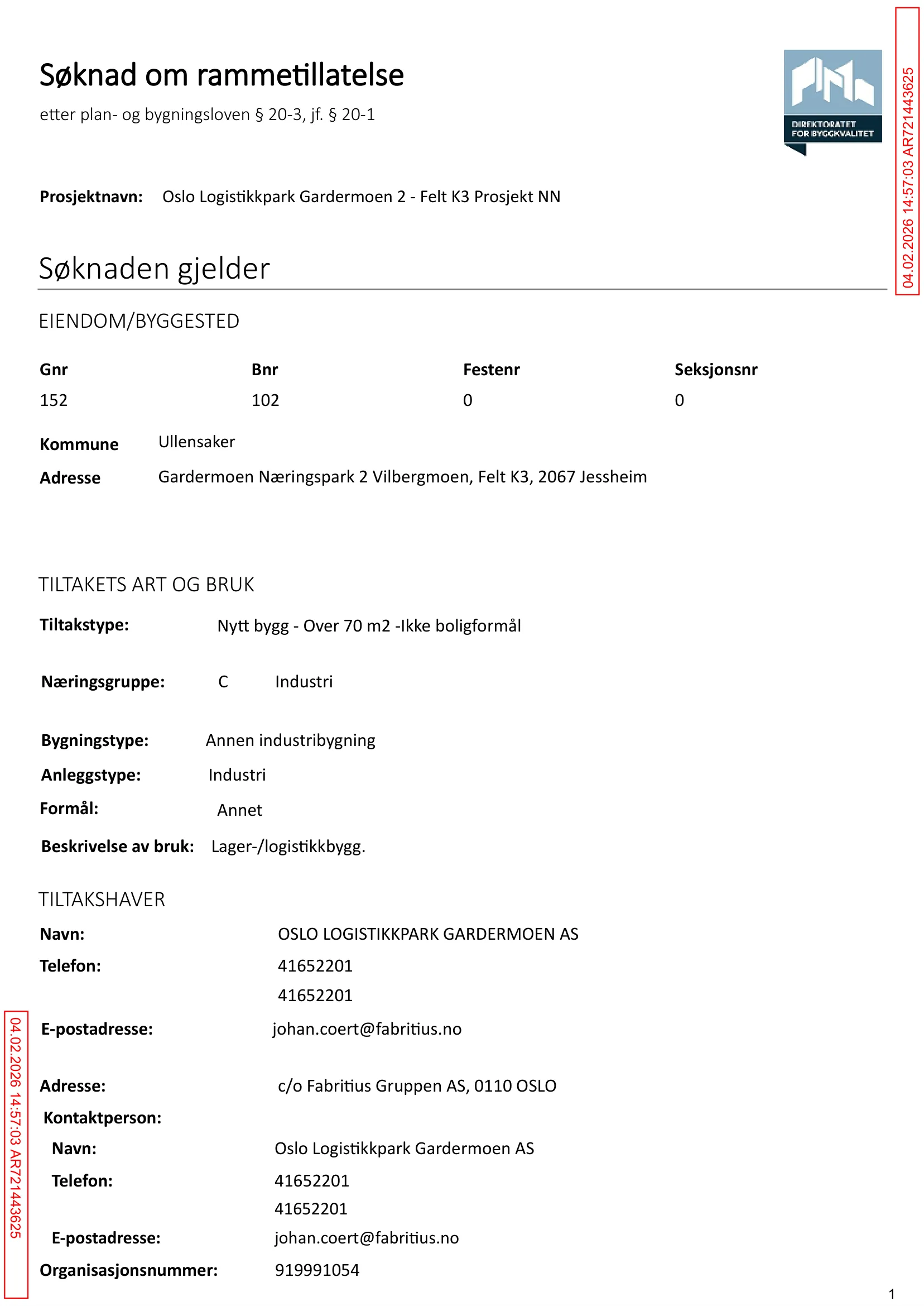 Søknad om rammetillatelse