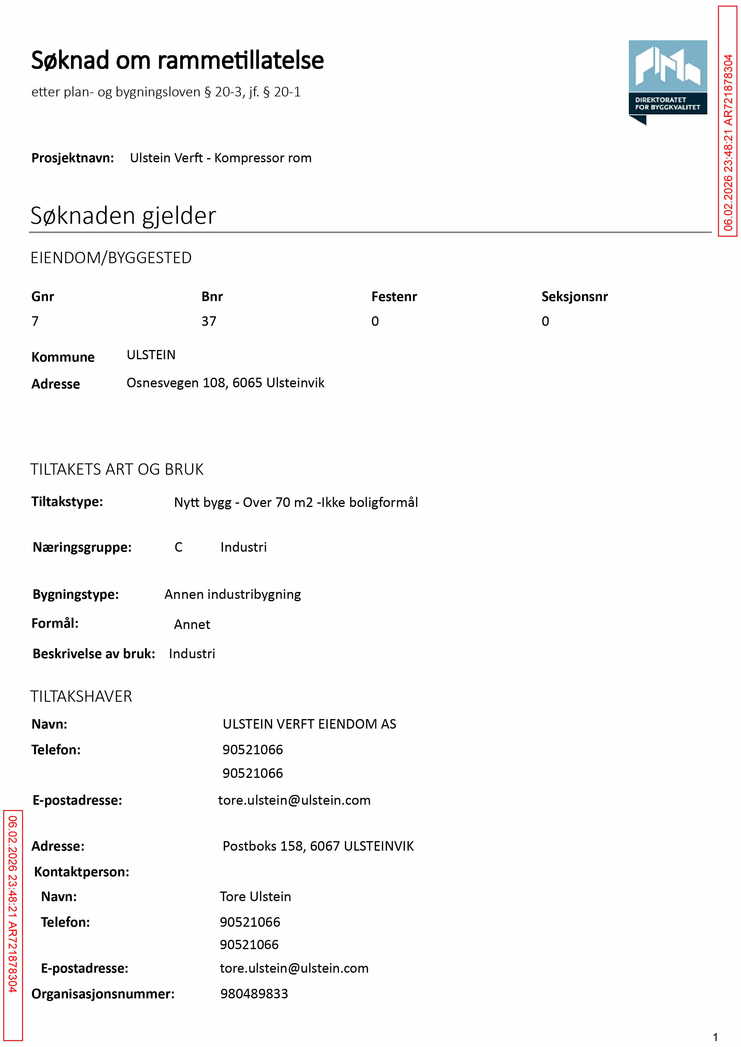 Søknad om rammetillatelse