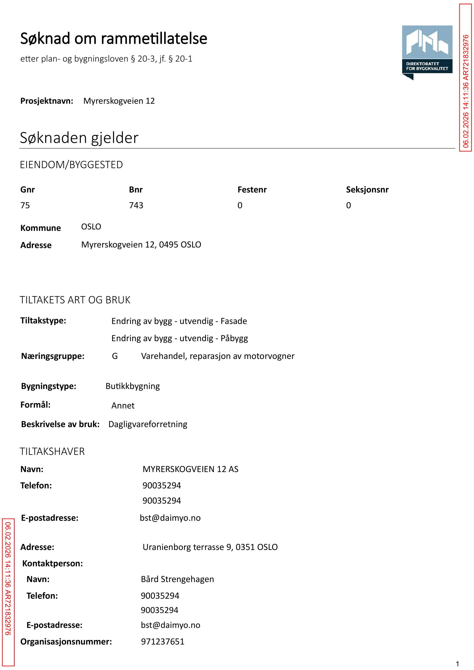 Søknad om rammetillatelse