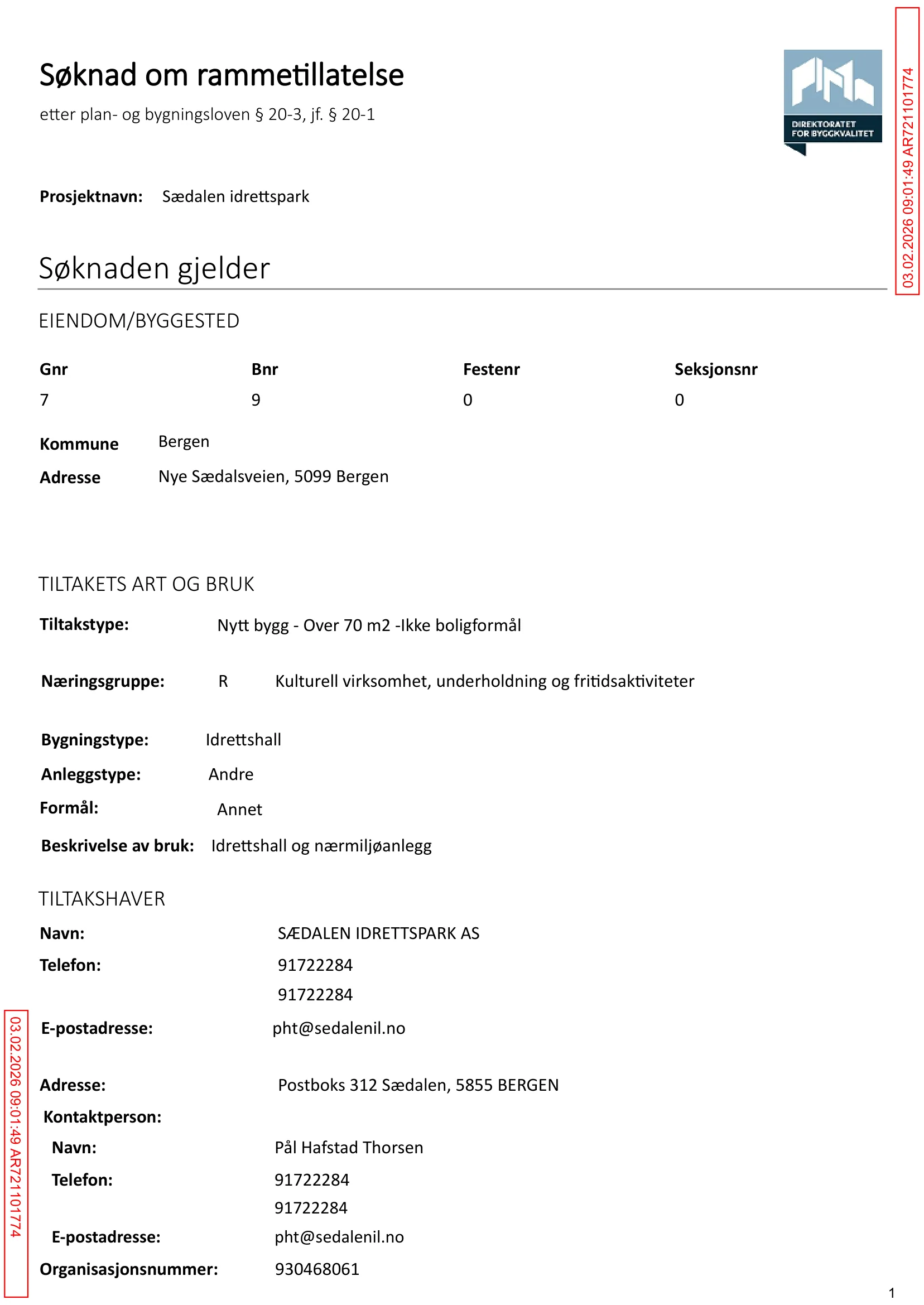 Søknad om rammetillatelse