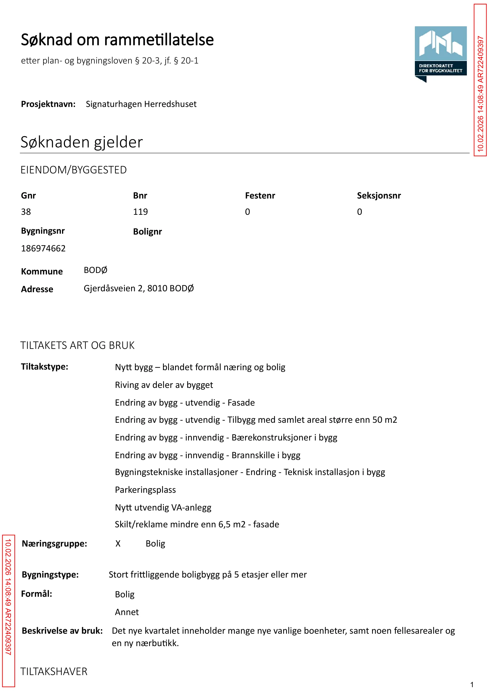 Søknad om rammetillatelse