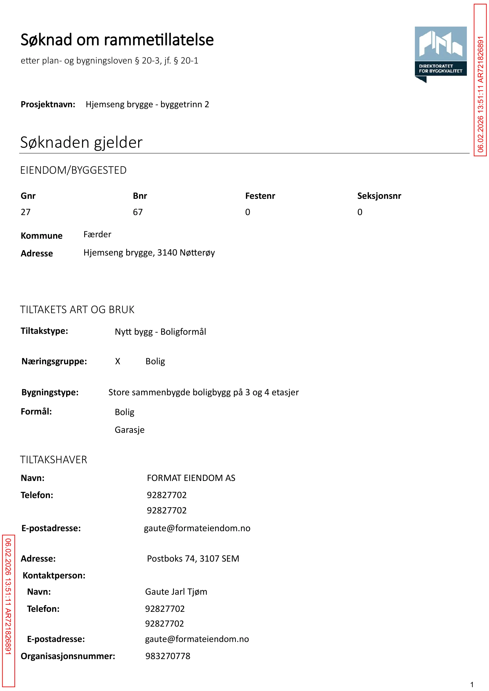 Søknad om rammetillatelse