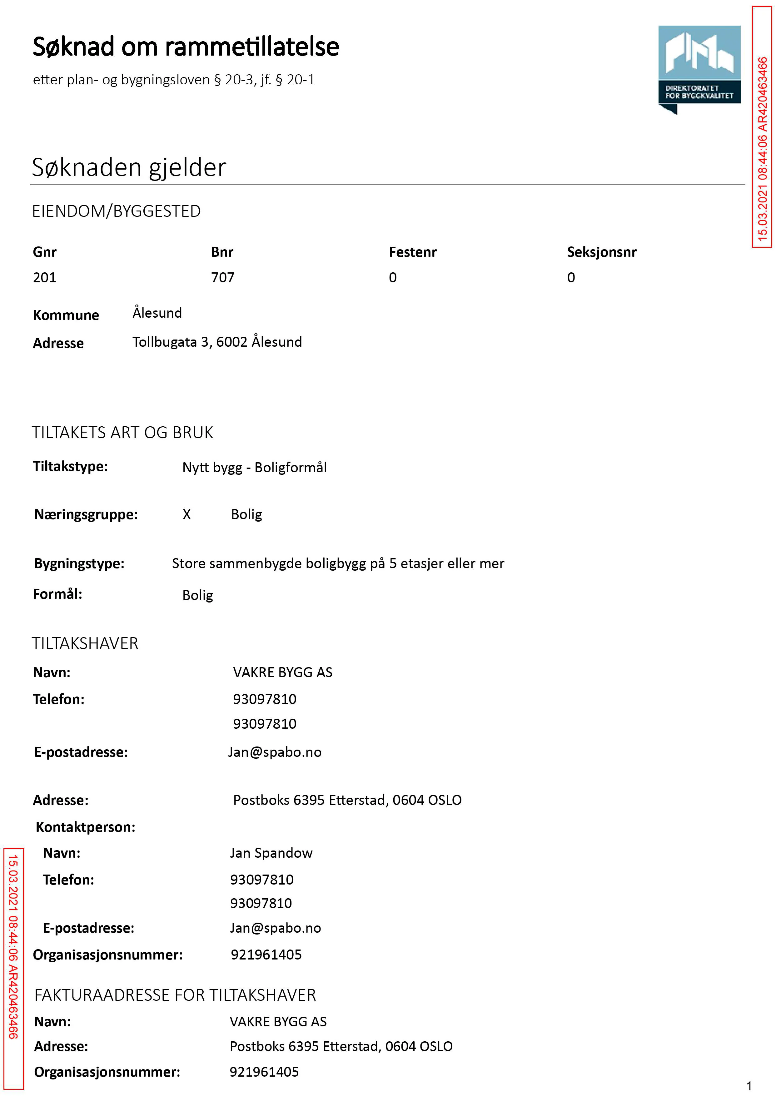 Søknad om rammetillatelse