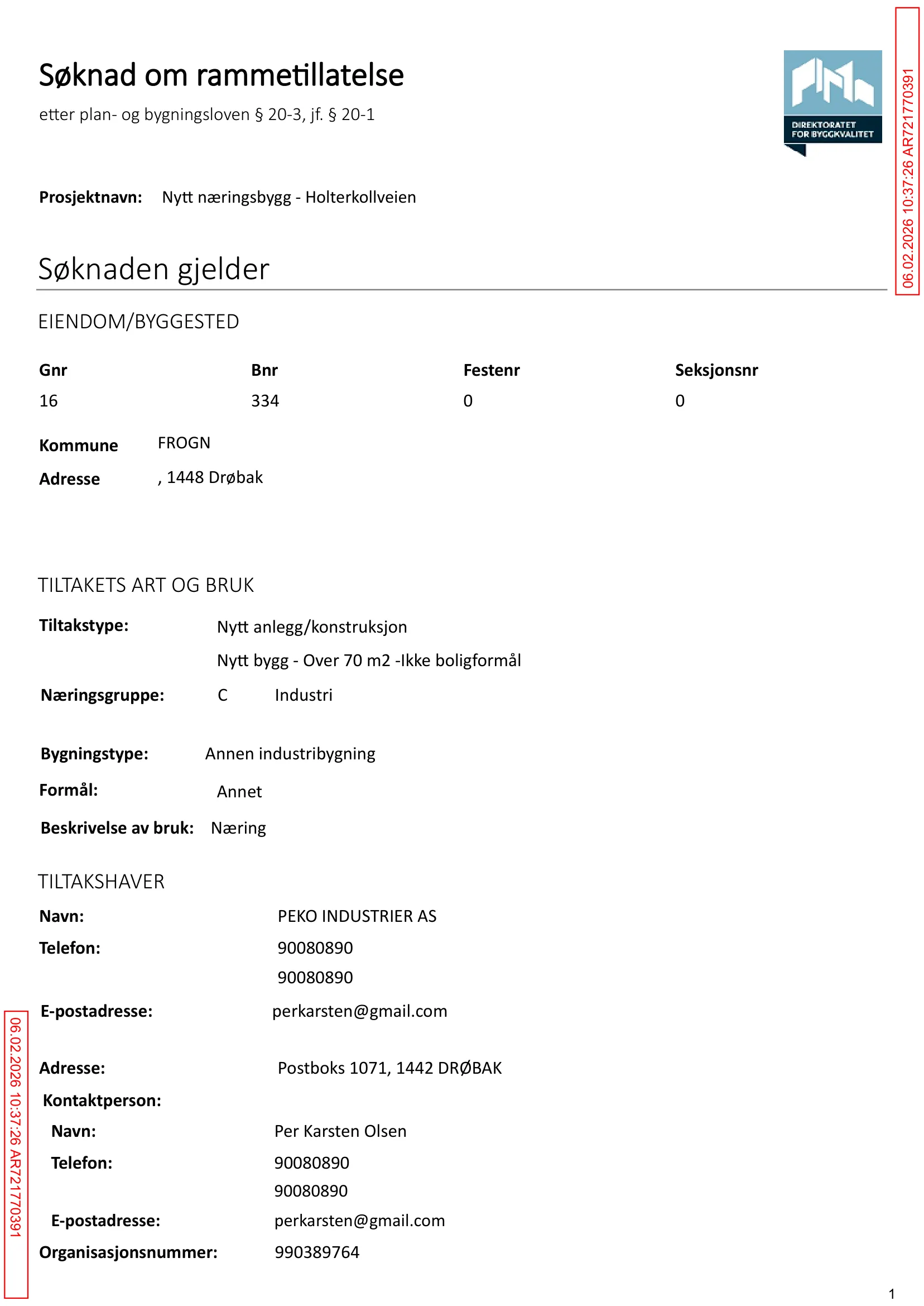 Søknad om rammetillatelse