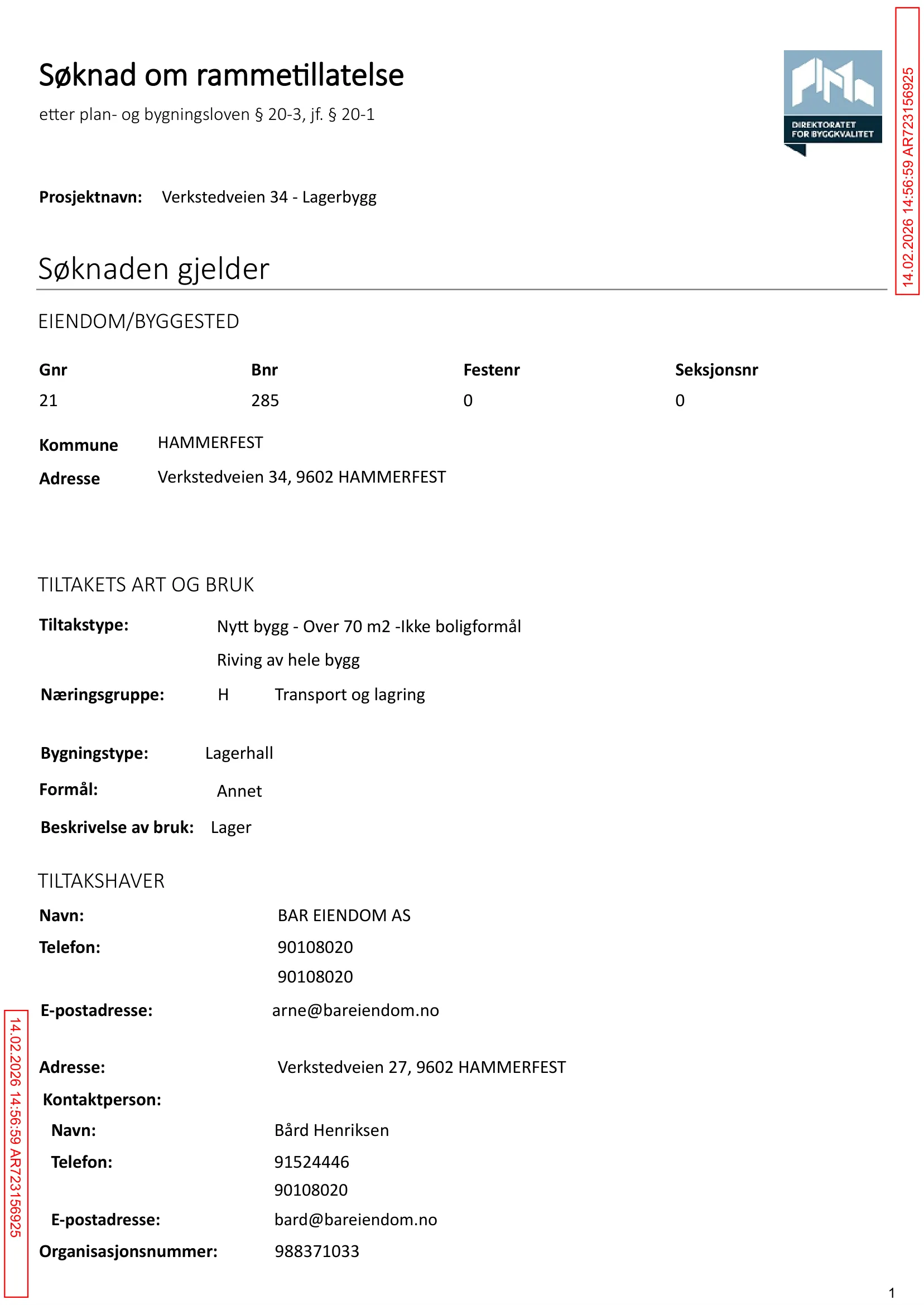 Søknad om rammetillatelse