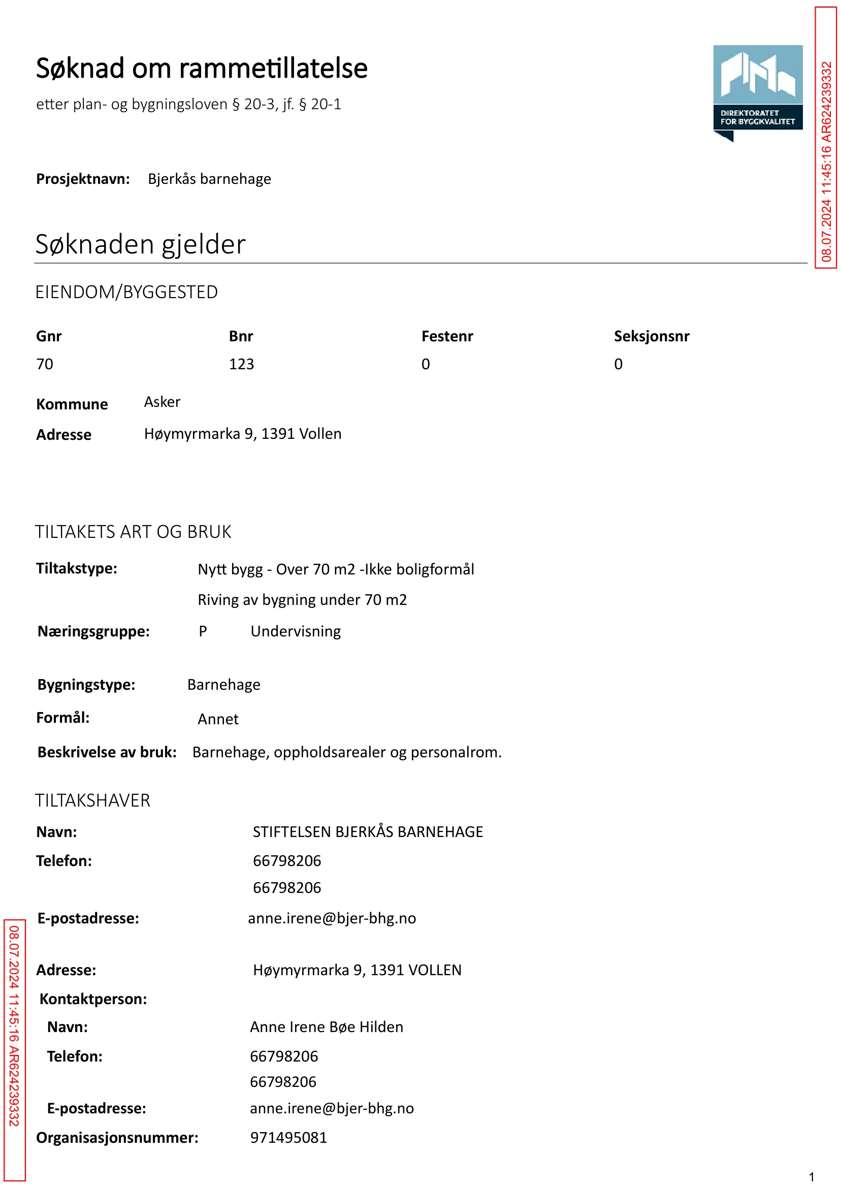 Søknad om rammetillatelse