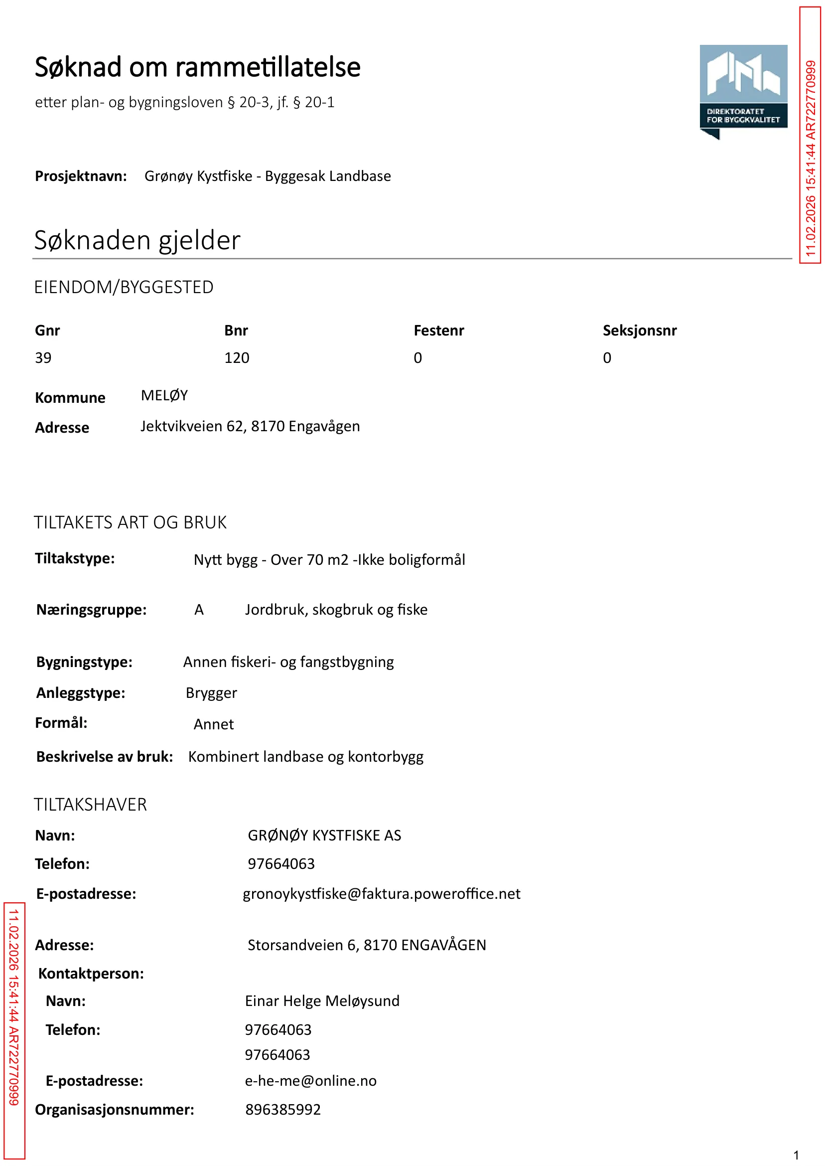 Søknad om rammetillatelse