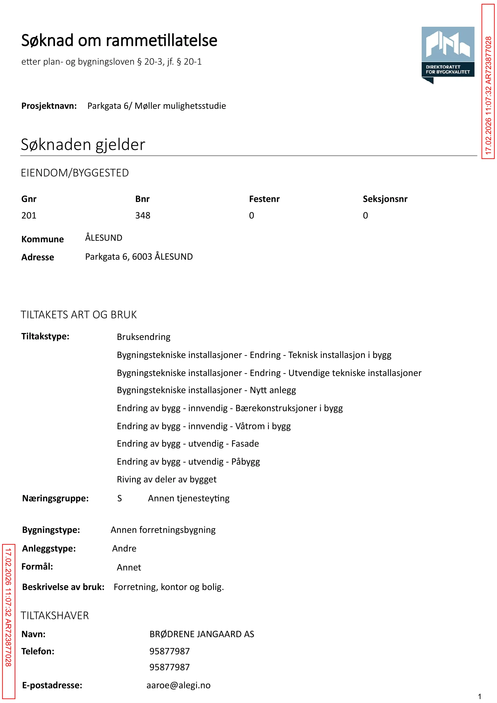 Søknad om rammetillatelse