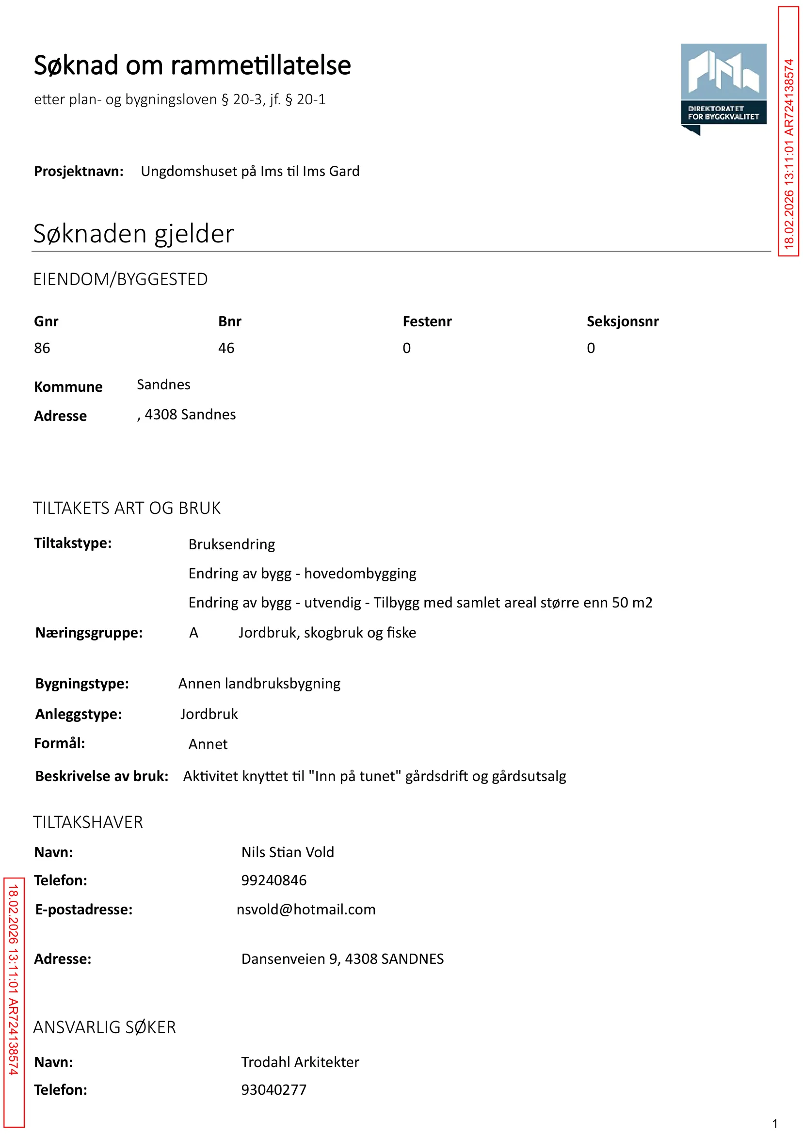 Søknad om rammetillatelse