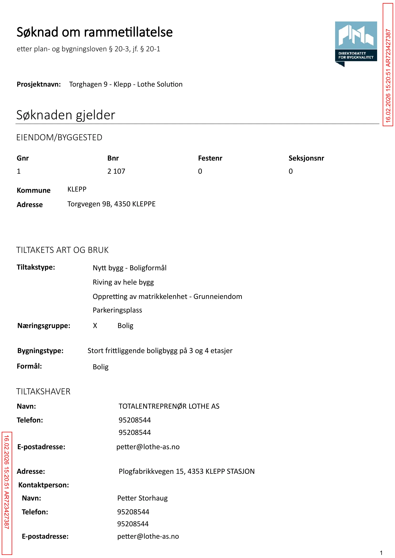 Søknad om rammetillatelse