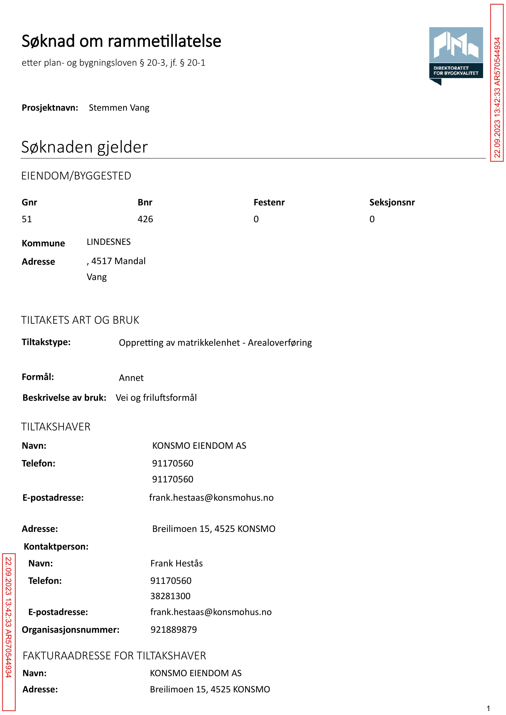 Søknad om rammetillatelse