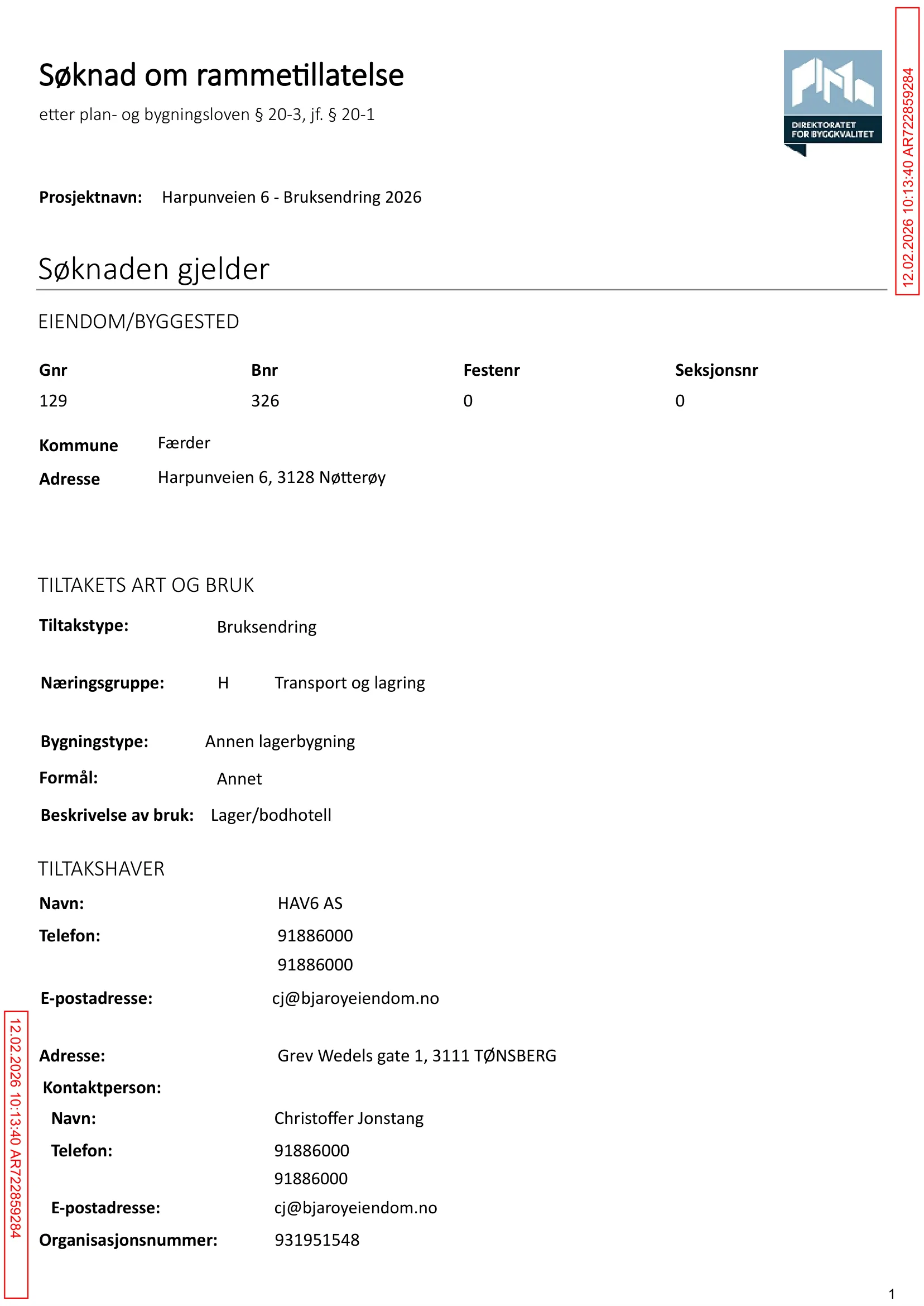 Søknad om rammetillatelse