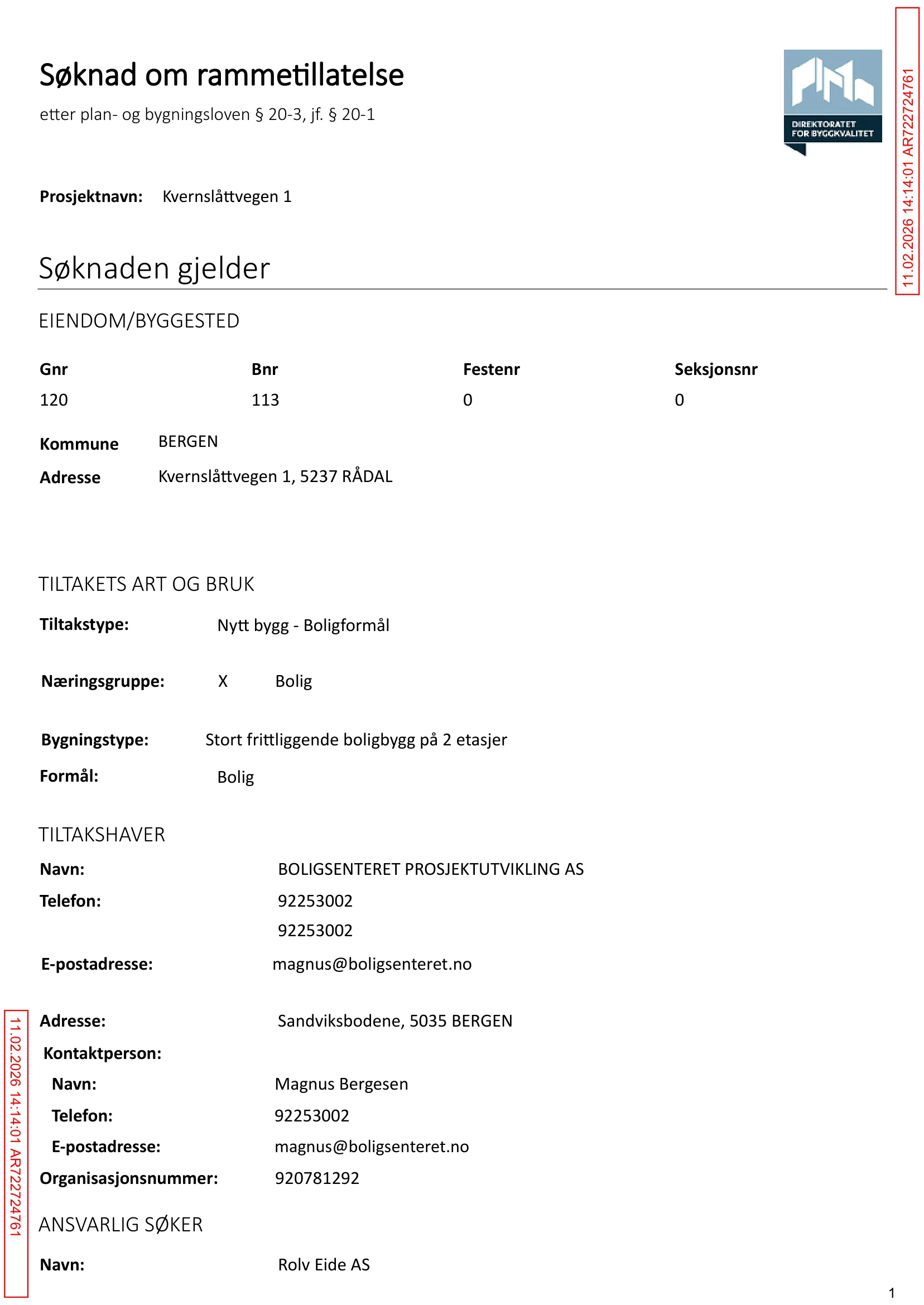 Søknad om rammetillatelse