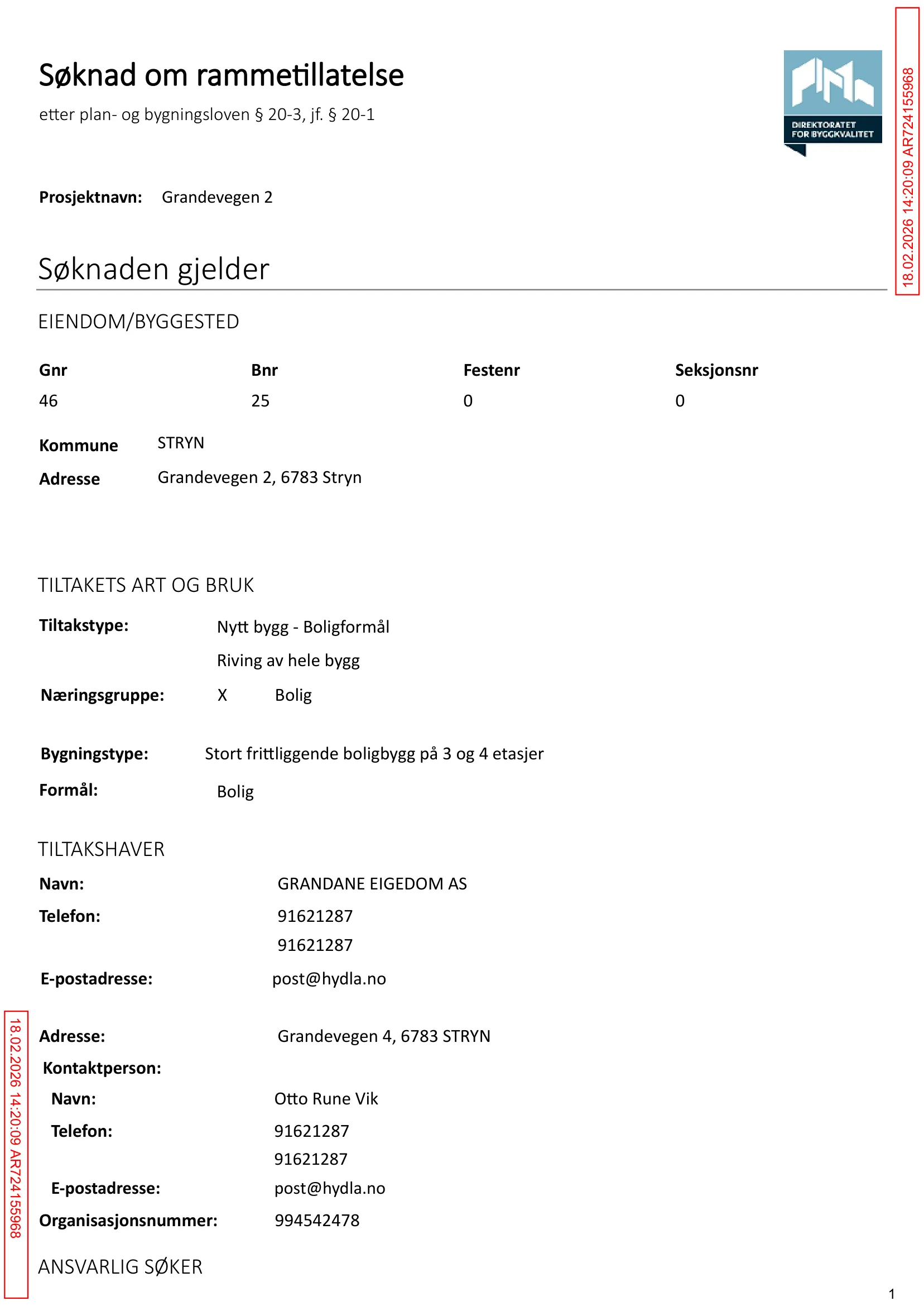Søknad om rammetillatelse