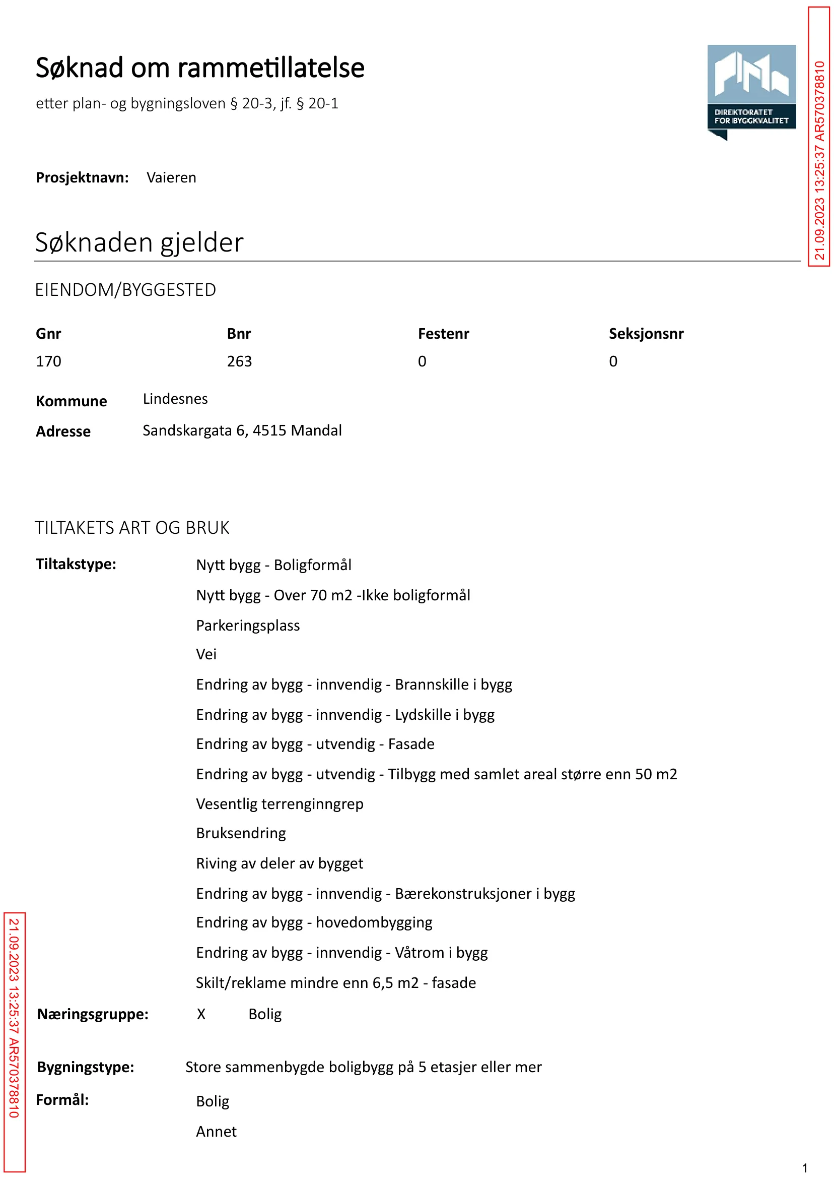 Søknad om rammetillatelse