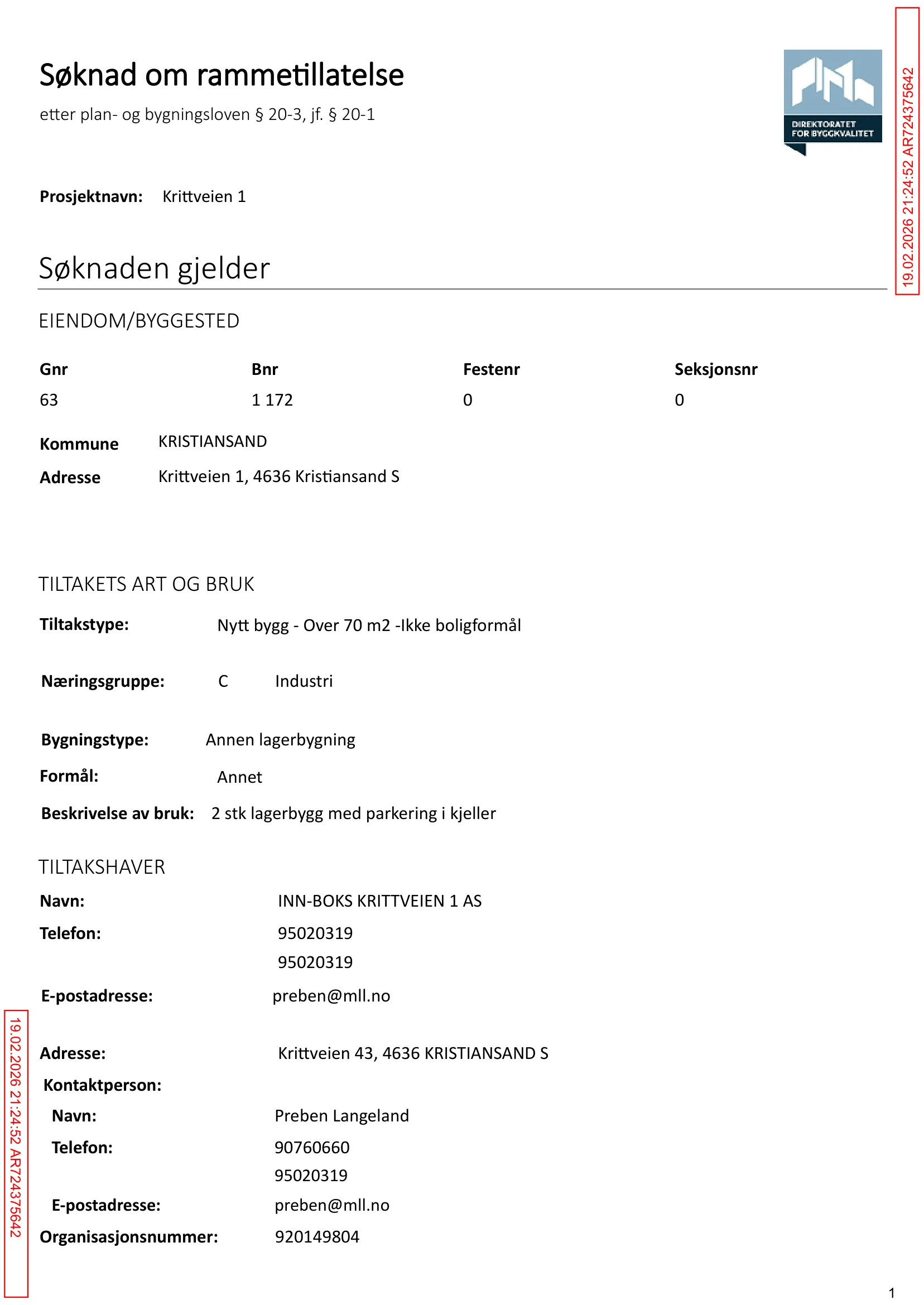 Søknad om rammetillatelse