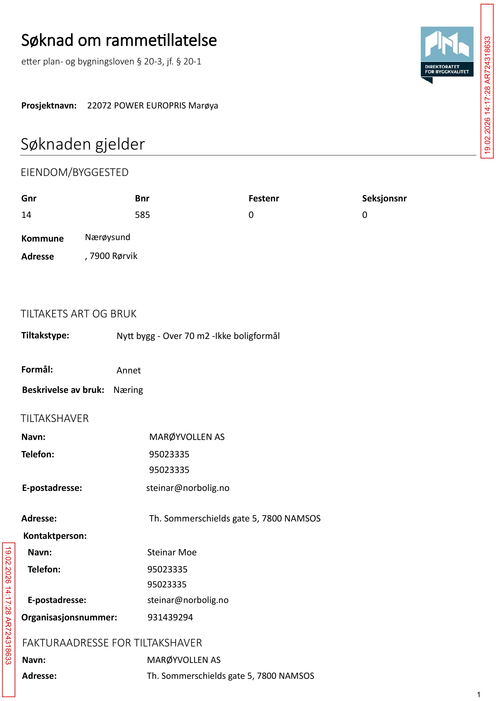 Søknad om rammetillatelse