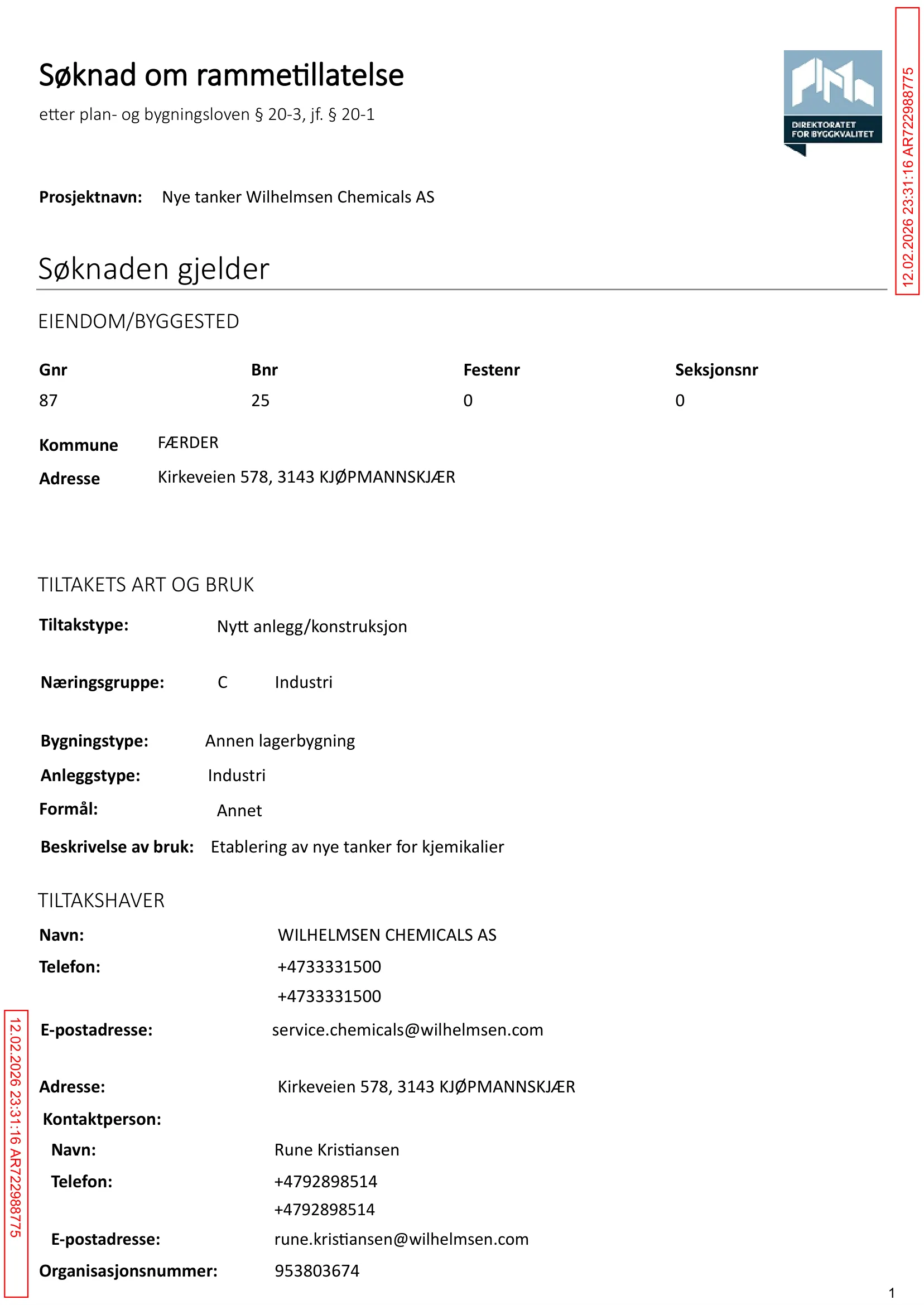 Søknad om rammetillatelse