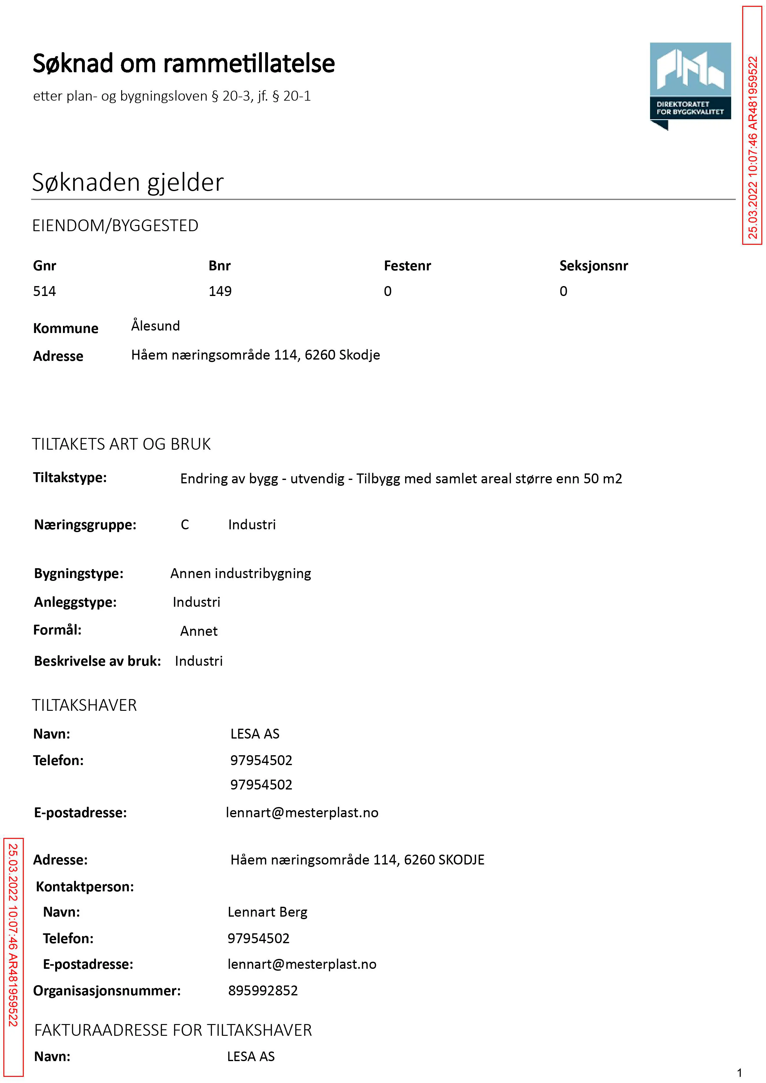 Søknad om rammetillatelse