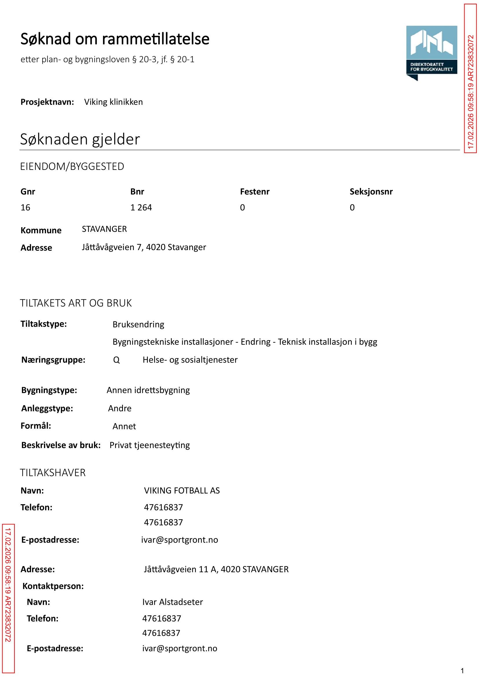 Søknad om rammetillatelse