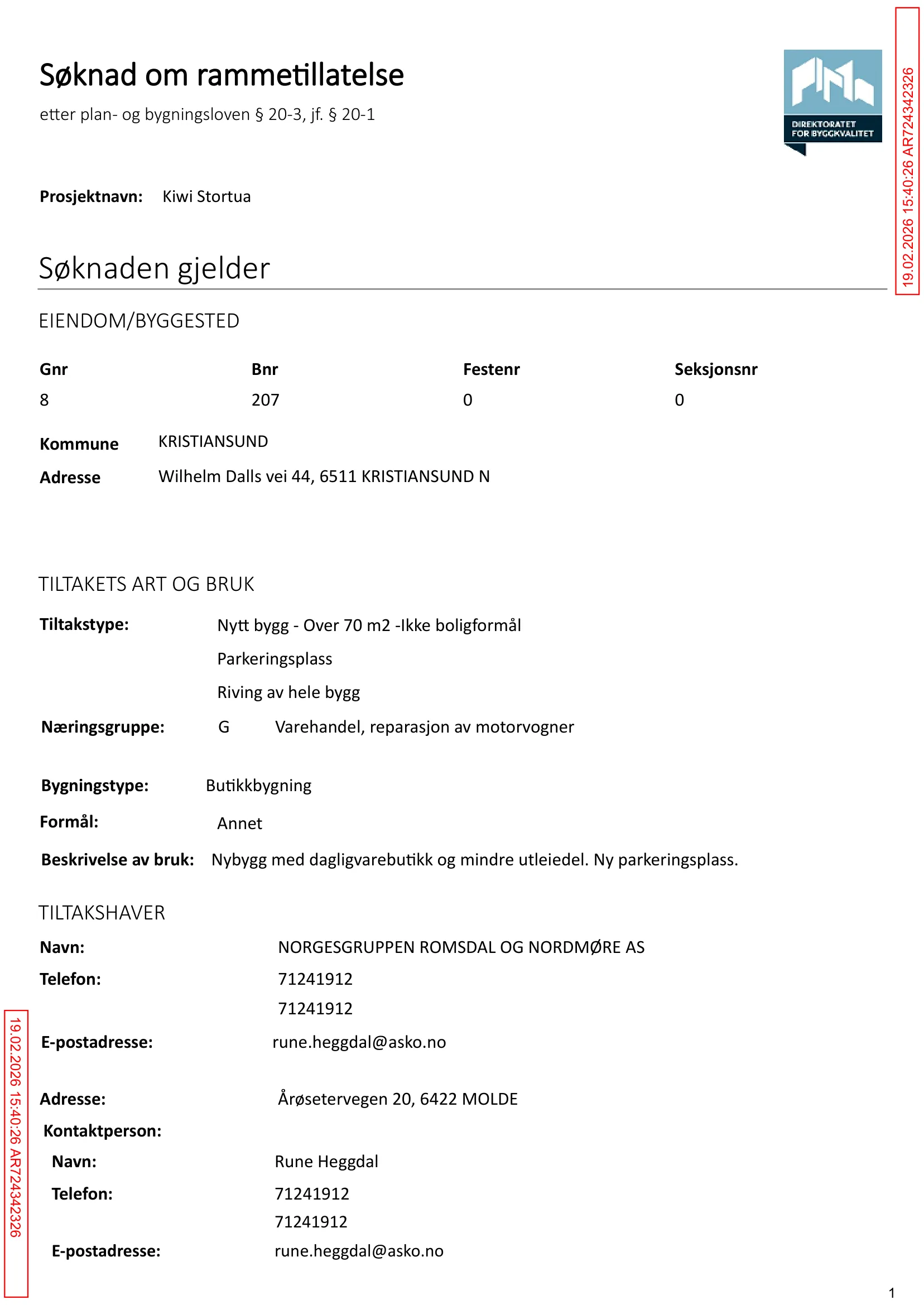 Søknad om rammetillatelse